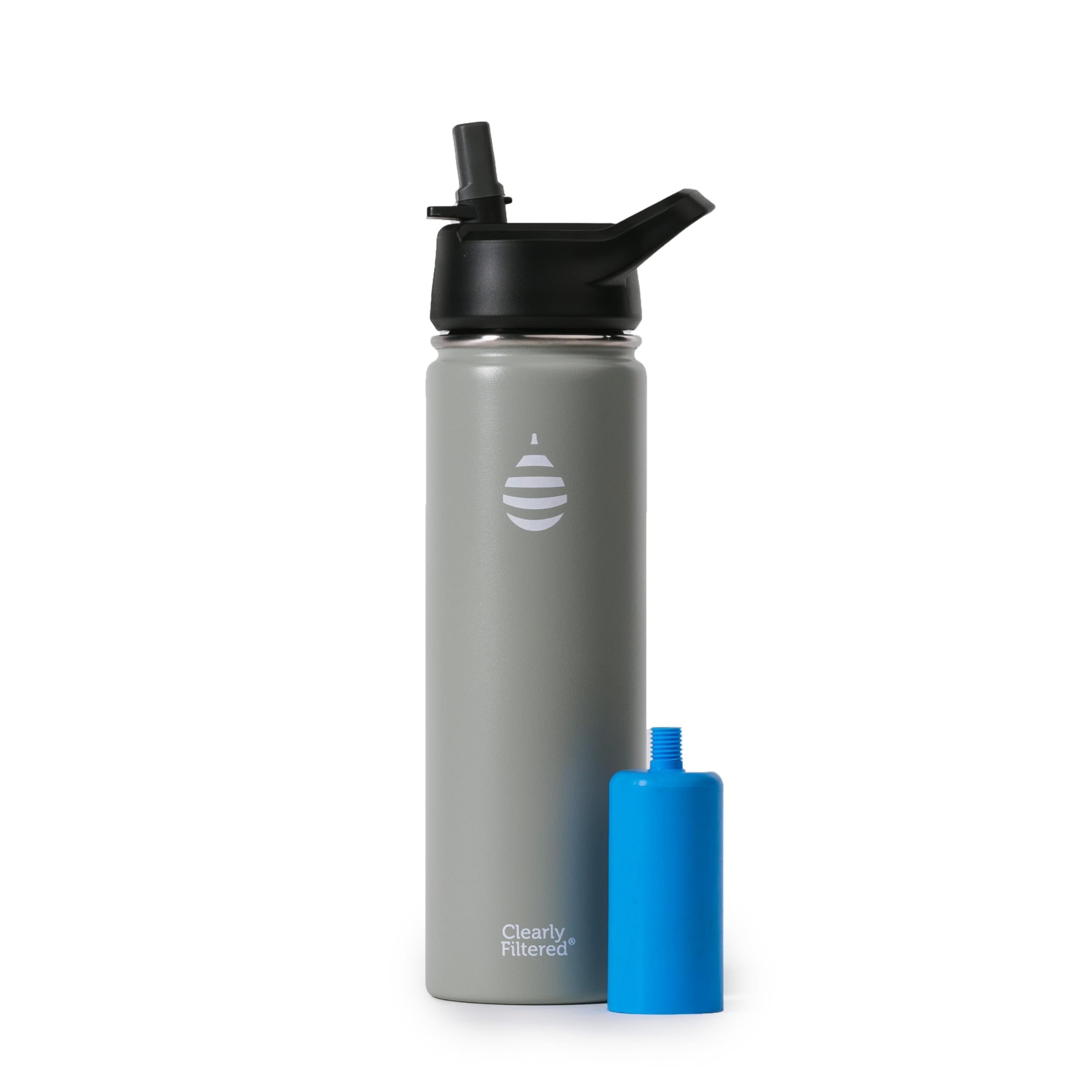 Clearly Filtered Water Bottle | Targets/Removes 200+ Contaminants, DoubleWall Insulated Stainless Steel, BPA/BPS Free, Phthalat