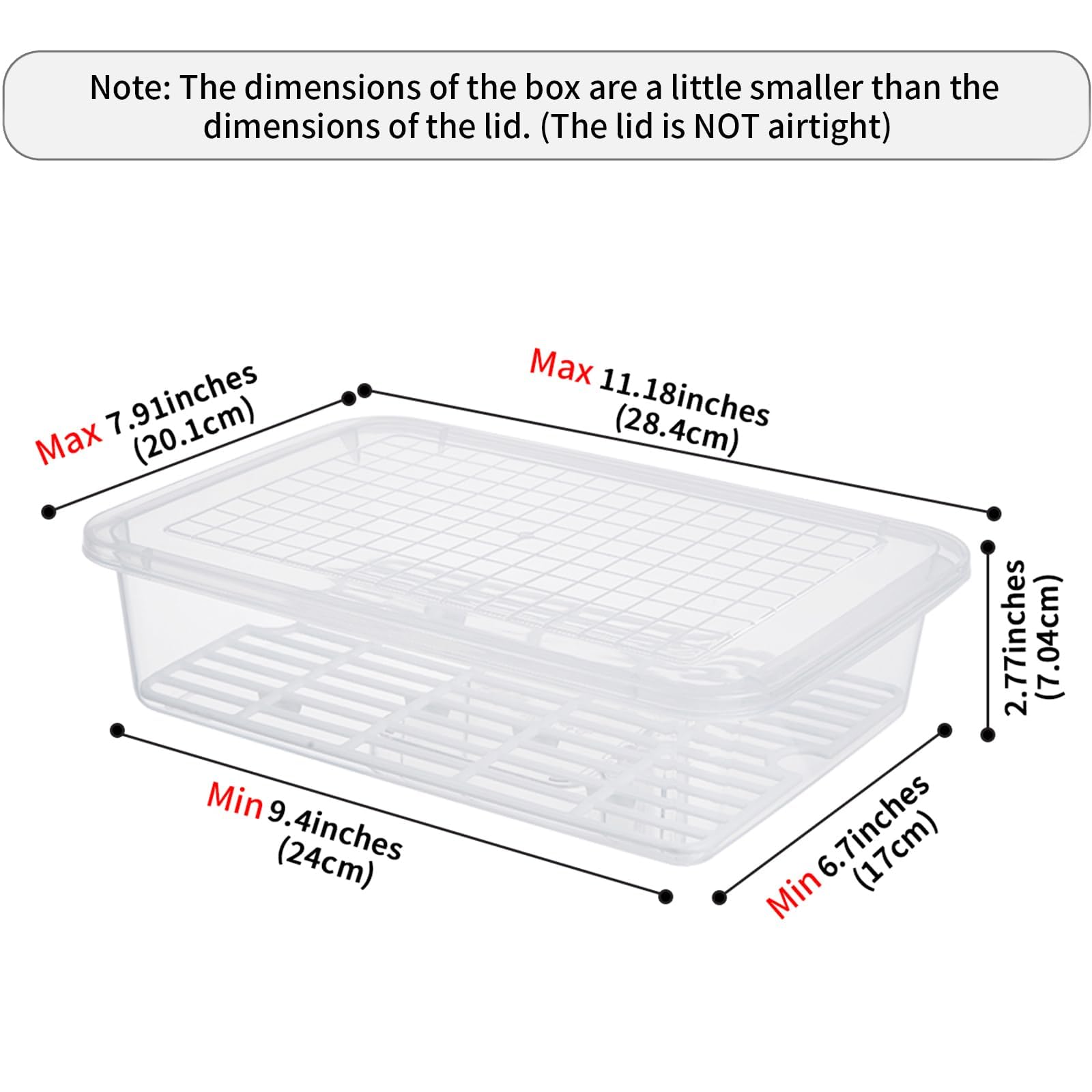 77L Food Storage Container  (3-Pack) Plastic Food Containers with Removable Drain Plate and Lid  Stackable Portable Freezer Storage Containers - Tray to Keep Fruits  Vegetables  Meat and More (Large)