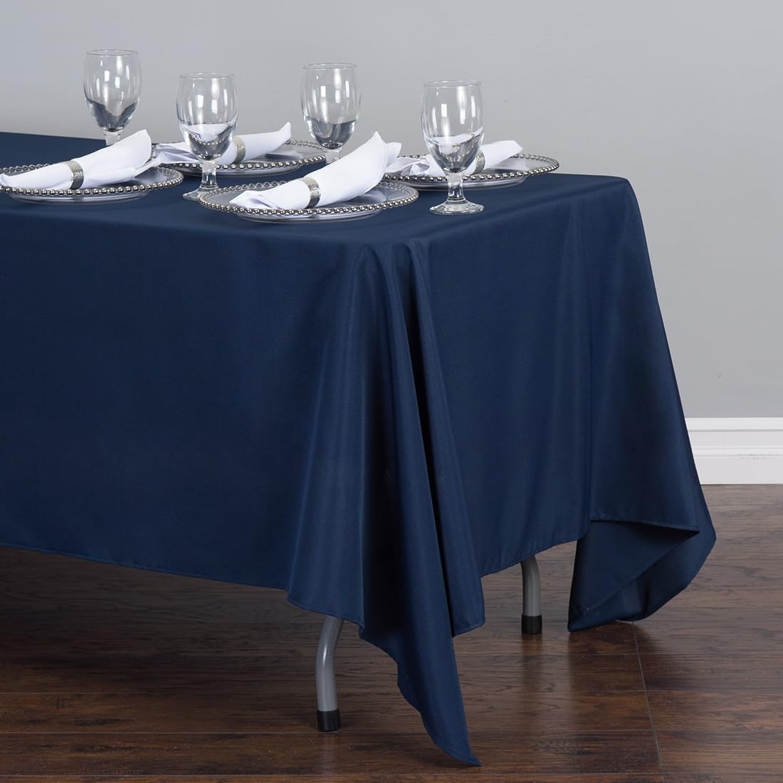 Ltc Linens 10 Pack Rectangular Tablecloths Navy Blue 70 X 120 Inch For 6 Or 8 Ft Rectangle Banquet Tables With Half-Drop-Stain A