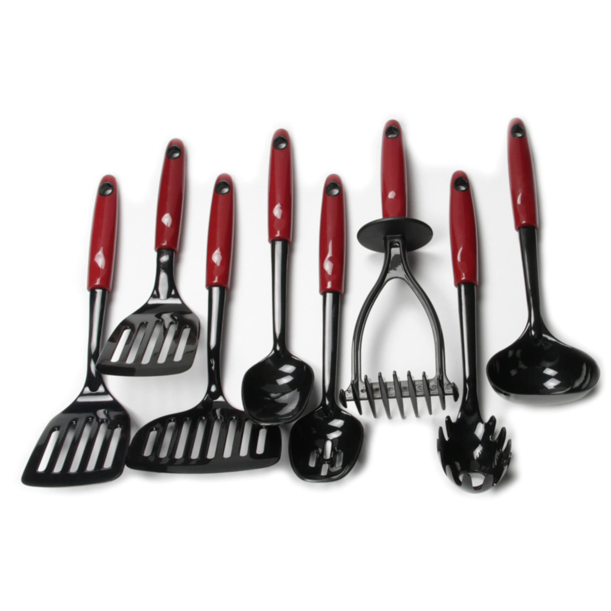 Chef Craft Select Nylon Kitchen Tool And Utensil, 8 Piece Set, Red
