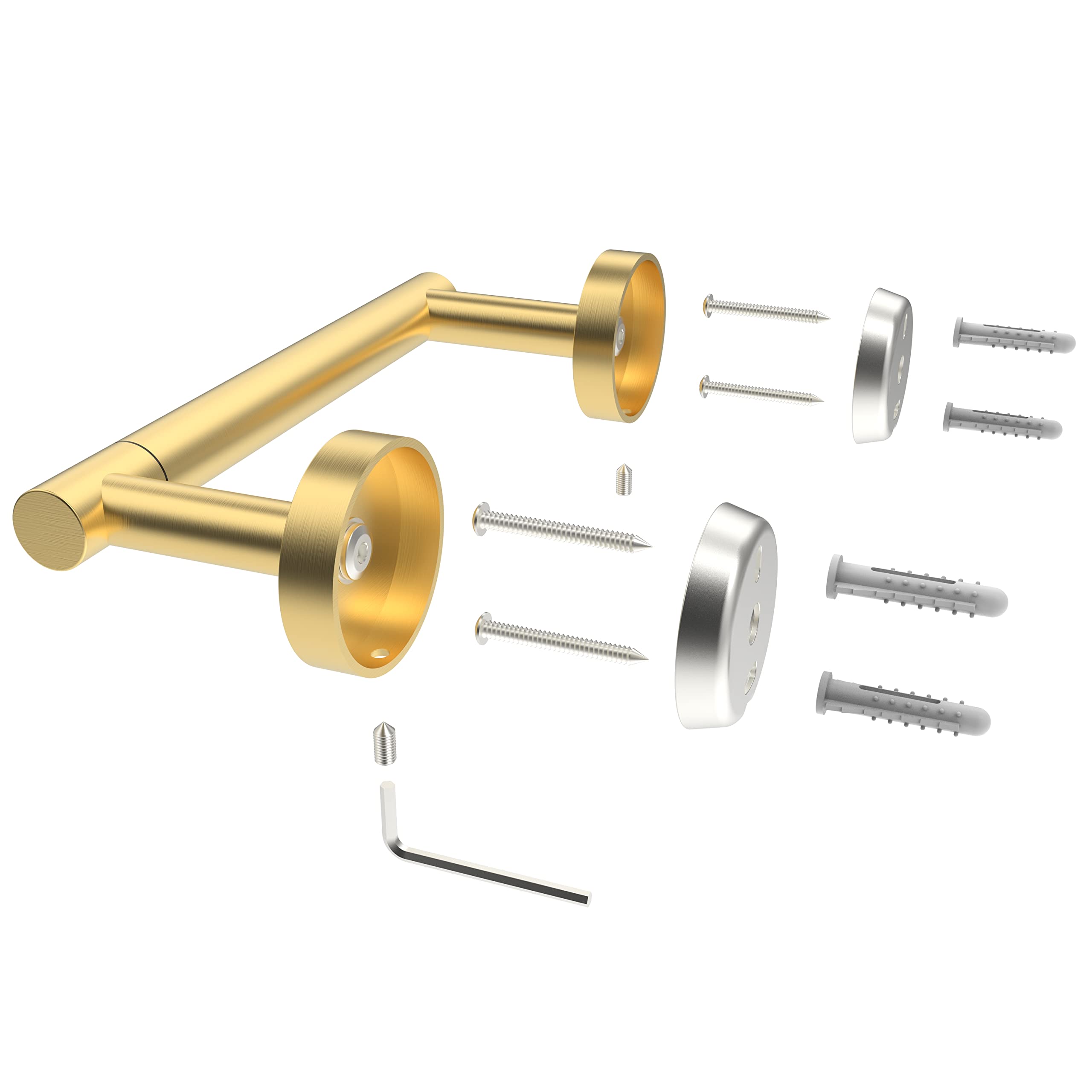 RARXTR Gold Toilet Paper Holder SUS304 Stainless Steel Double Post Pivoting Toilet Paper Roll Holder Wall Mounted Toilet Tissue Holder for Bathroom RV Brushed Brass Finish