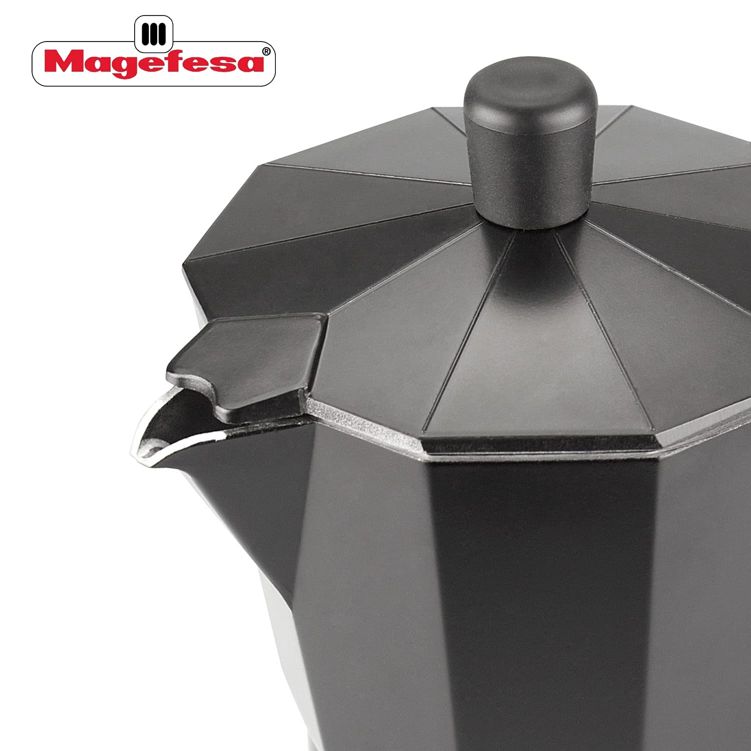 Magefesa Kenia Noir Stovetop Espresso Moka Pot, 6-Cup/10 Oz, Italian Coffee Maker For Cuban Coffee, Extra-Thick Aluminum, Heat-R