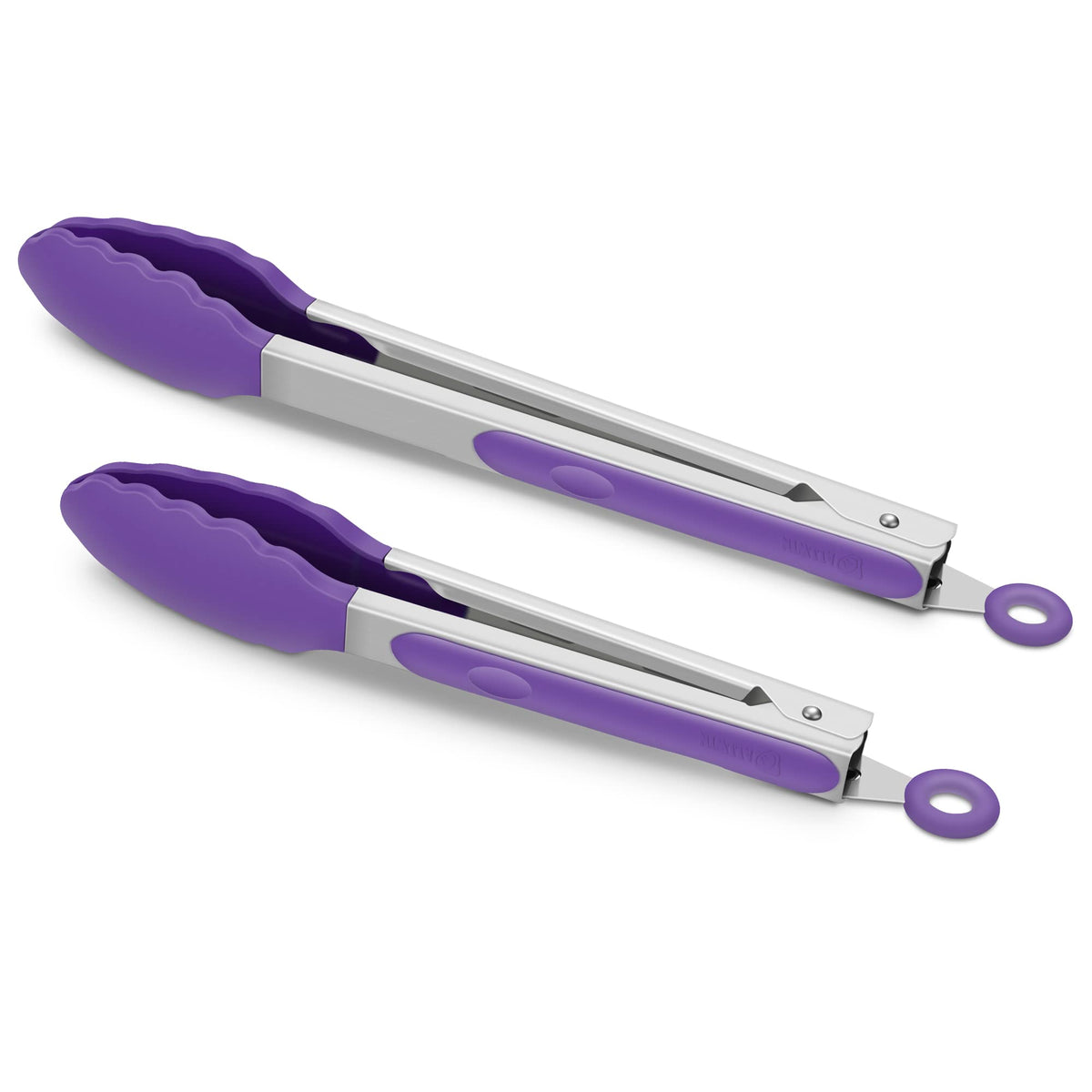 Set Of 2 Kitchen Tongs 9-Inch & 12-Inch, Premium Stainless Steel Bpa Free Silicone Non-Stick Grilling Barbeque Cooking Locking F