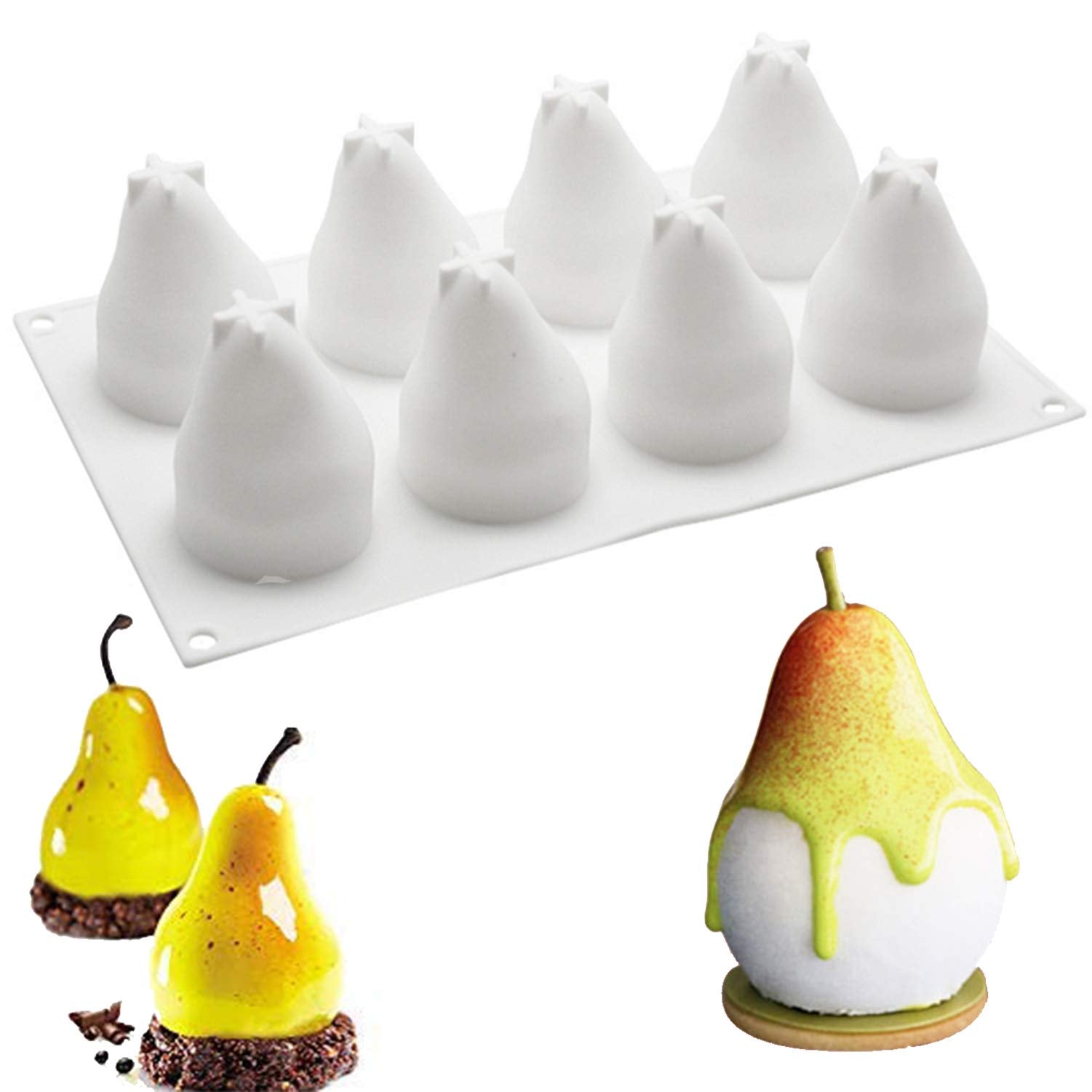 Ocpo Kitchen 3D Pear Silicone Mold For Baking Mousse Cake, 3D Fruit Silicone Mold For Cakes, French Dessert Mold, Ice Cream, Cak