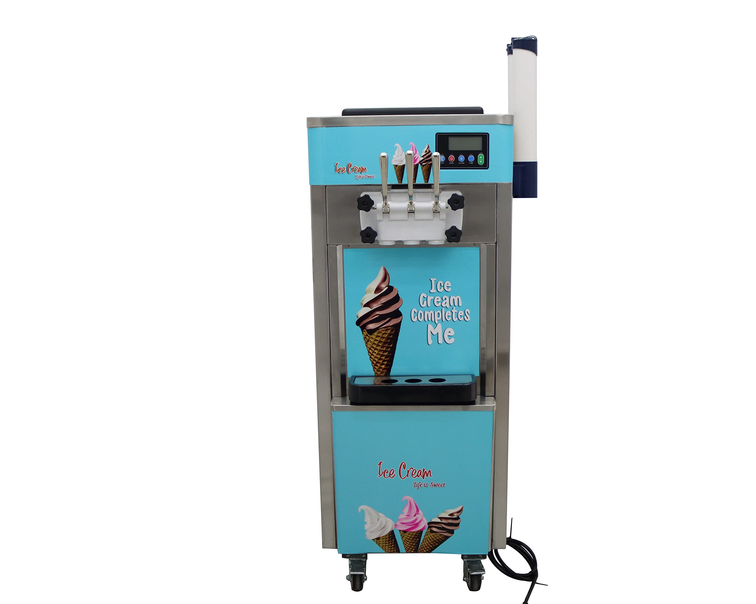 Intsupermai 3 Flavor Soft Ice Cream Machine Lcd Display Standing Stainless Steel Soft Serve Ice Cream Maker Commercial Ice Cream