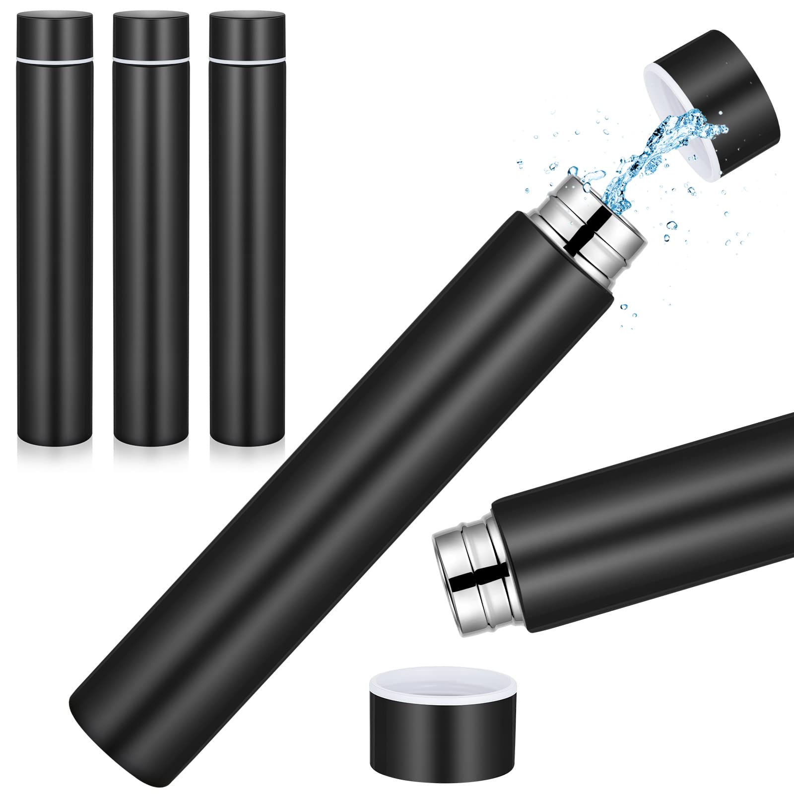 Dandat 3 Pieces Slim Insulated Water Bottle Skinny Water Bottles For Backpacks Small Mini Stainless Steel Tumbler Cup For Coffee