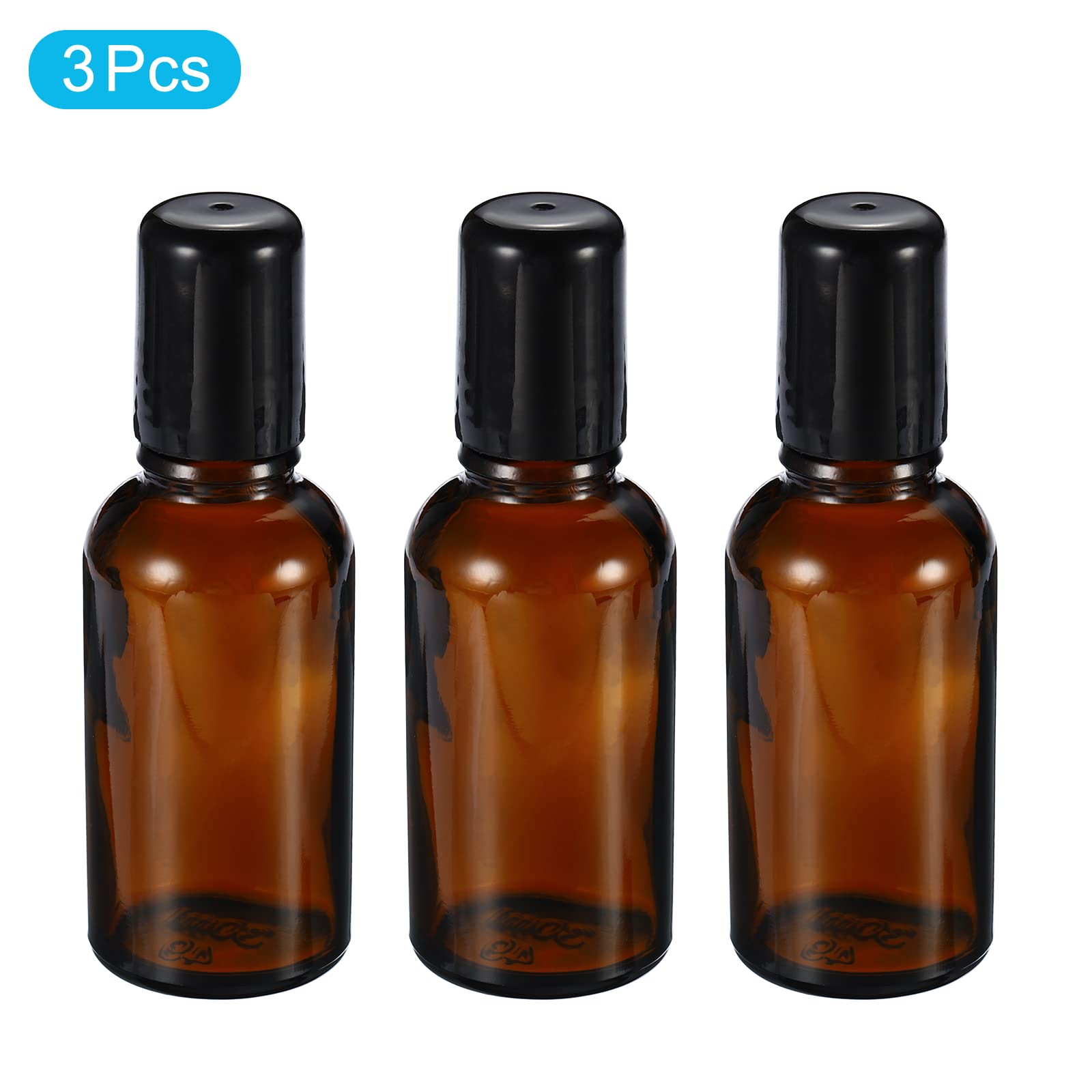 Patikil 30Ml Roller Bottles, 3 Pack Amber Glass Essential Oil Roller Ball Black Caps Refillable Sample Containers, Brown