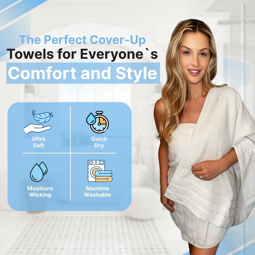 Infinitee Xclusvies Premium White Bath Towels - 2-Pack  27x54 Inches  100% Cotton - Unrivaled Plushness  Exceptional Absorbency  Elevate Your Home Spa?Experience.