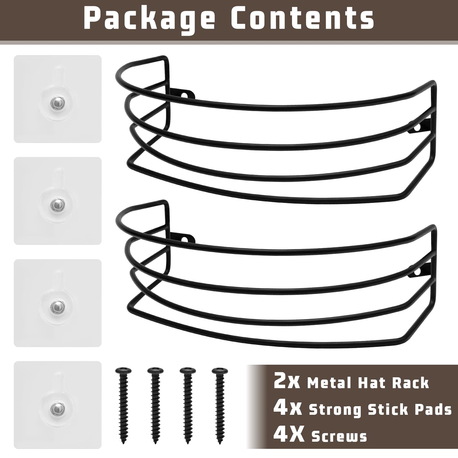 Fikoksol Hat Organizer For Baseball Caps, 2-Pack Black Metal Hat Rack Ball Cap Storage Organizer Hold Up To 30 Caps Hat Holder F