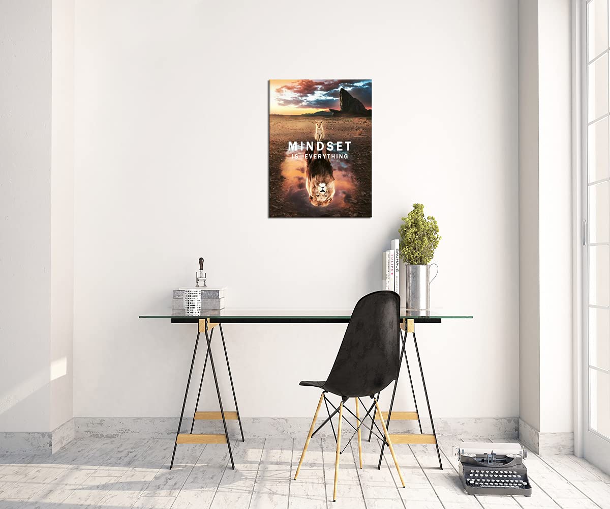 Inspirational Canvas Print Wall Art Mindset Is Everything Lion King Motivational Entrepreneur Motivation Poster Print Artwork Fo