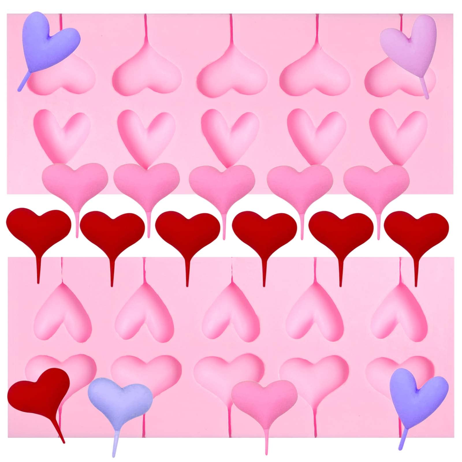 Heart Shaped Lollipop Chocolate Silicone Molds, 2 Packs 10-Cavity Candy Molds For Valentine'S Day, Wedding Cake Decoration Cupca
