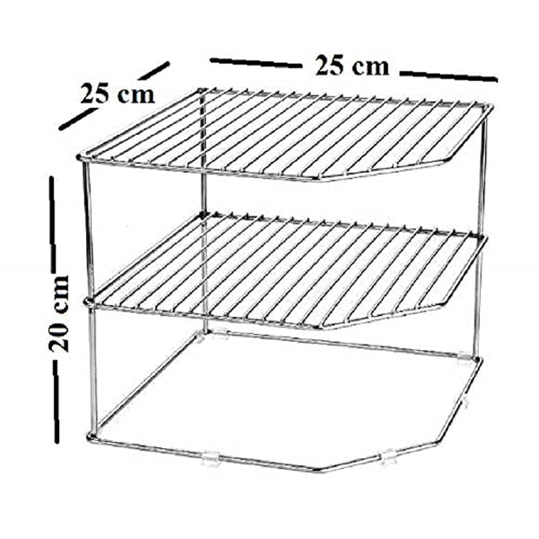 Techsrmaji Steel 3-Tier Kitchen Rack, Corner Rack For Kitchen, Storage Rack, Dish Rack, Chakla Belan Rack And Organizer, Counter