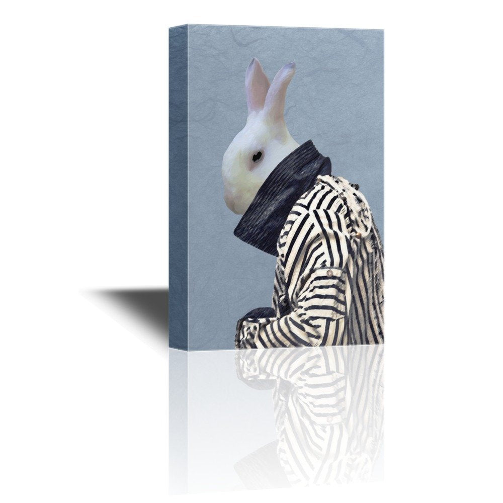 Wall26 - Mr Animal Series Canvas Wall Art - Mr Rabbit - Gallery Wrap Modern Home Art | Ready To Hang - 32X48 Inches