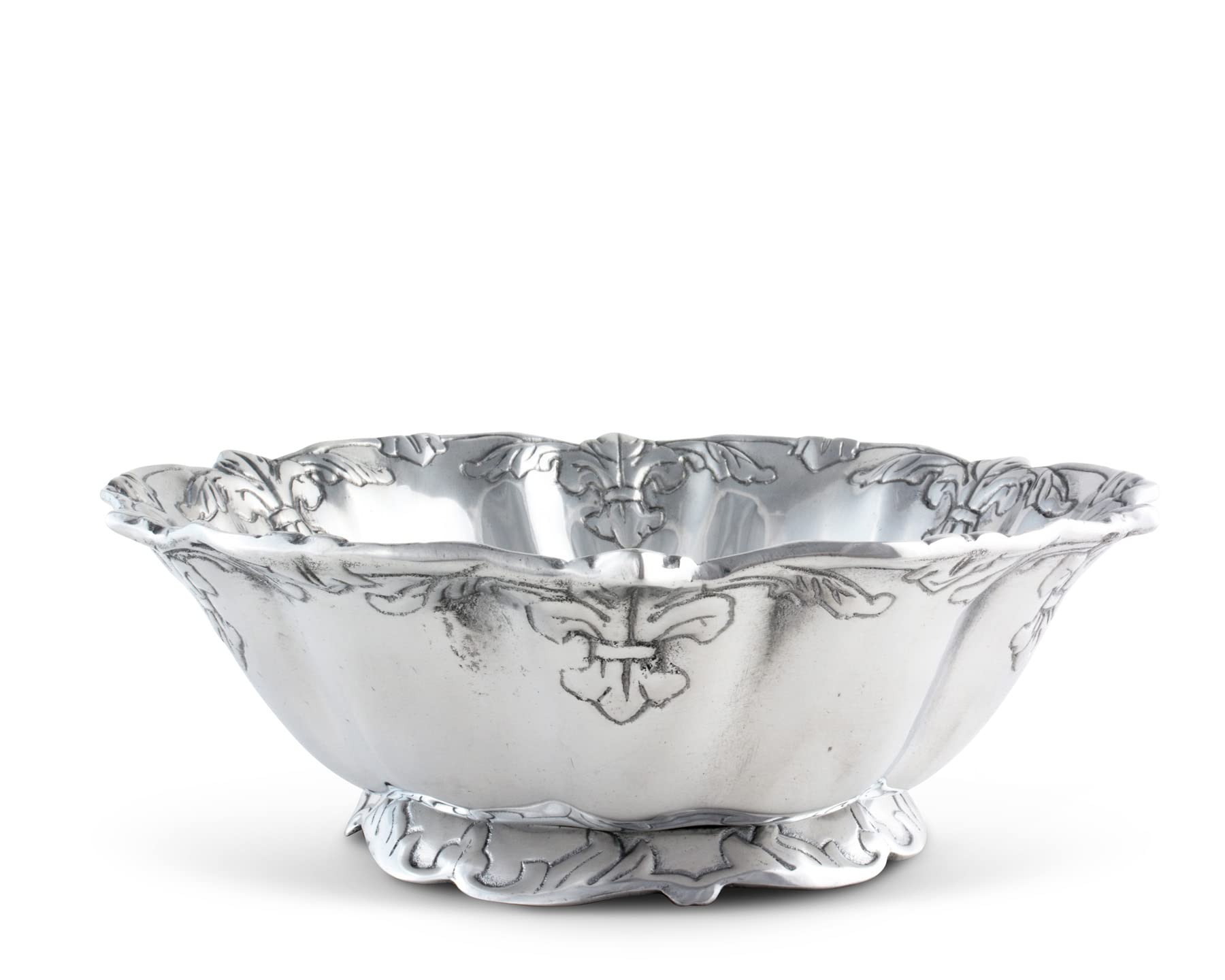 Arthur Court Designs Aluminum Fleur-De-Lis Salad Bowl 12 Inch Diameter 4 Inch