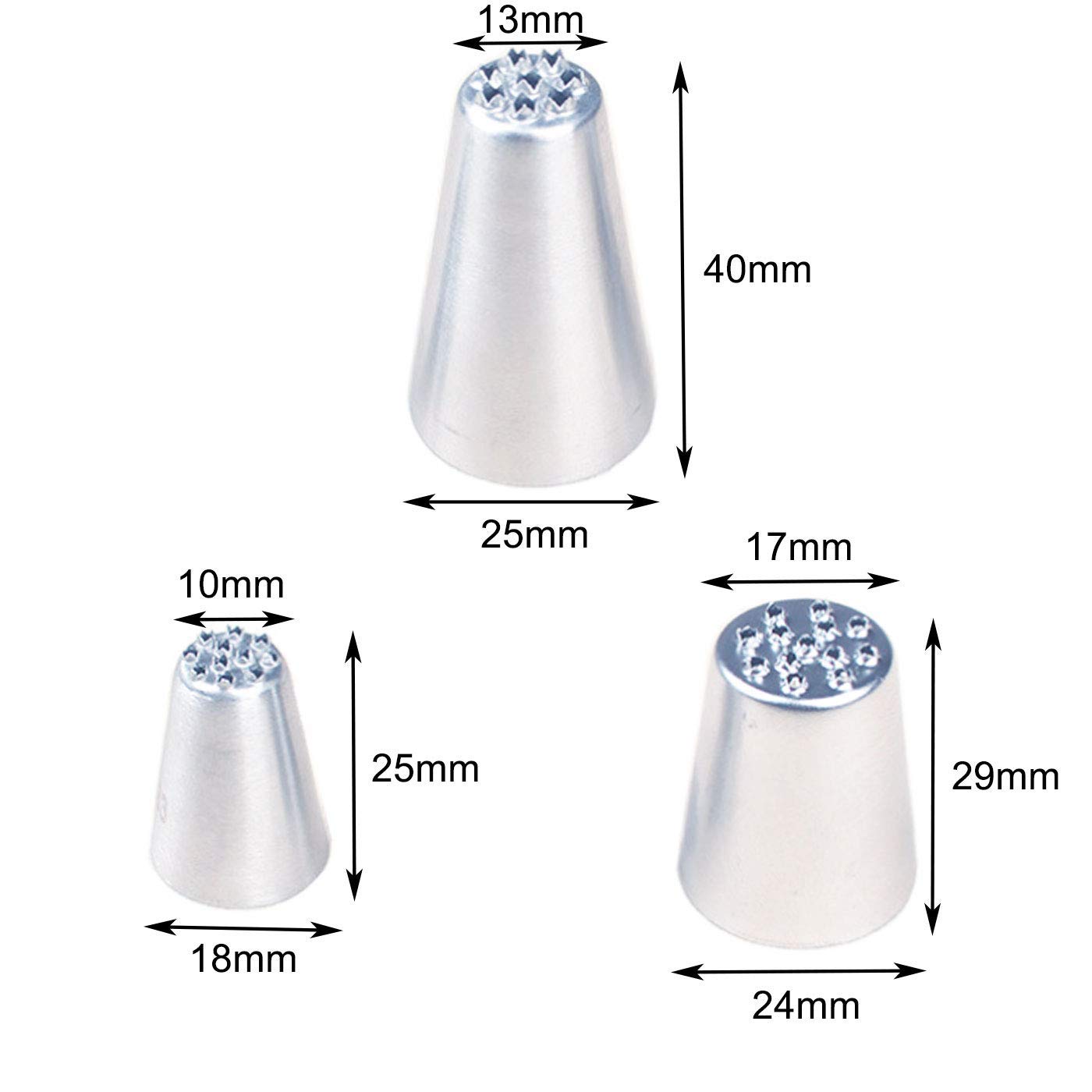 7 Pieces Large Piping Tips Set, 3Pieces Russian Grass Cream Tips Diy Decor Baking Tool And 7 Pieces Leaf Stainless Steel Piping