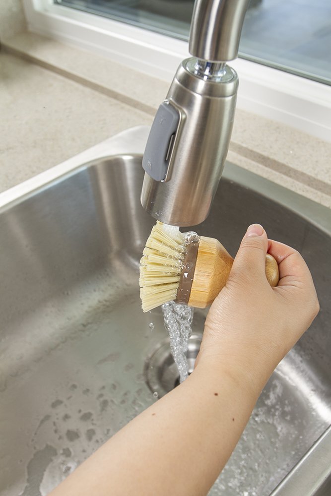 Evriholder Mini Scrub Brush Dish Scrubber Made Of Sustainable Bamboo And Recycled Plastic