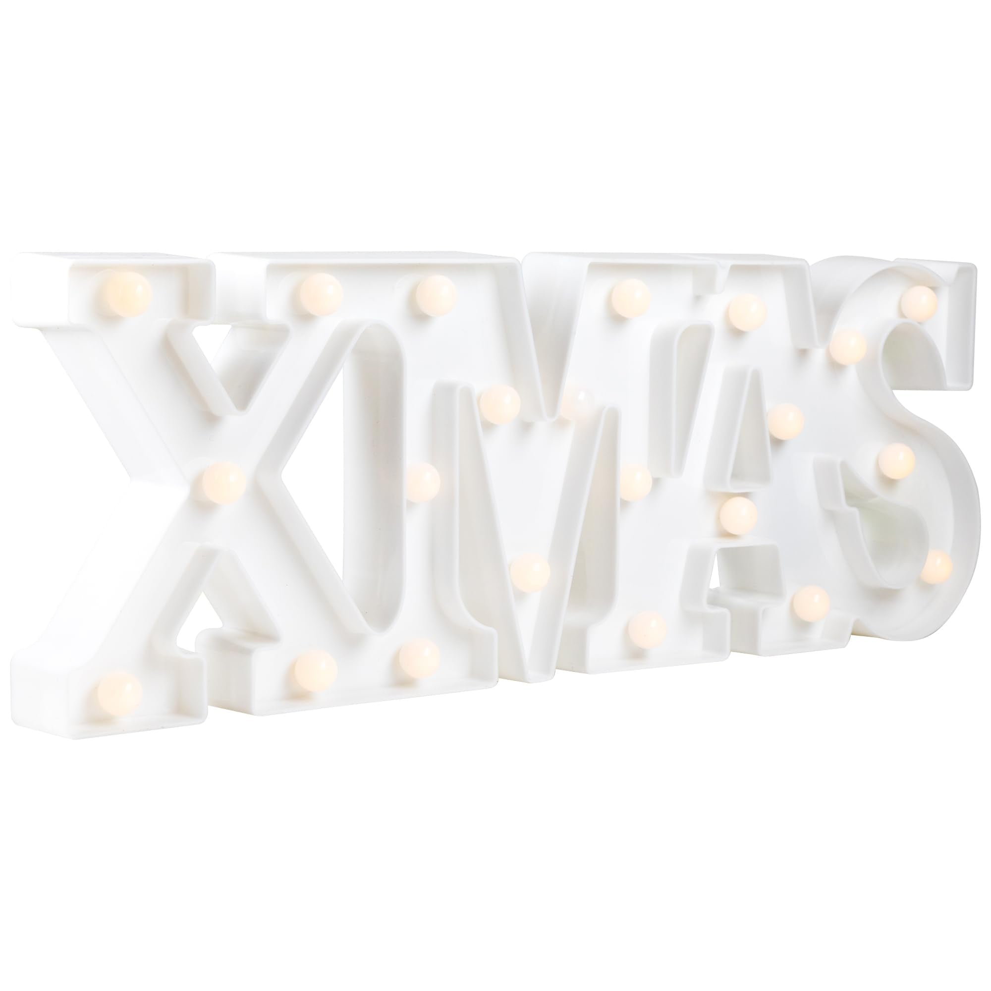 18.5 White Battery Operated LED Lighted XMAS Christmas Marquee Sign
