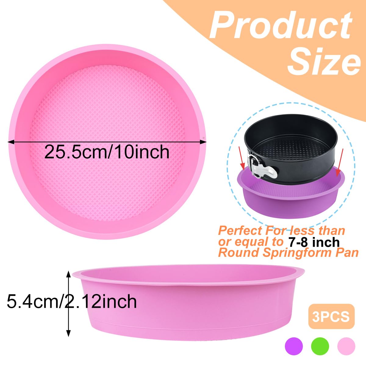 Qicfrk Cheesecake Pan Protector, 9 Inch Silicone Water Bath Protector, Pink+Violet, Model Q12