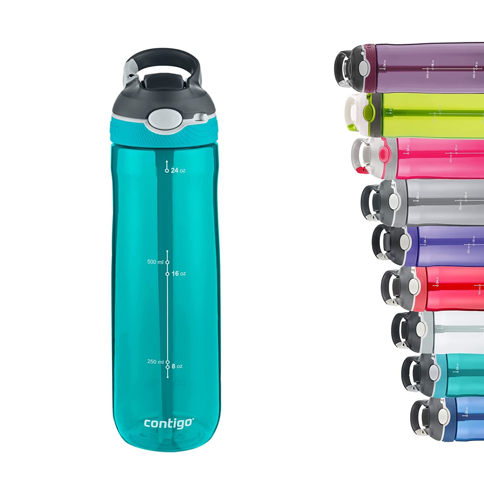 Contigo Plastic Large Bpa-Free Leakproof Hydration Bottle With Flip Straw - 720 Ml, Scuba, Pack Of 1, Assorted