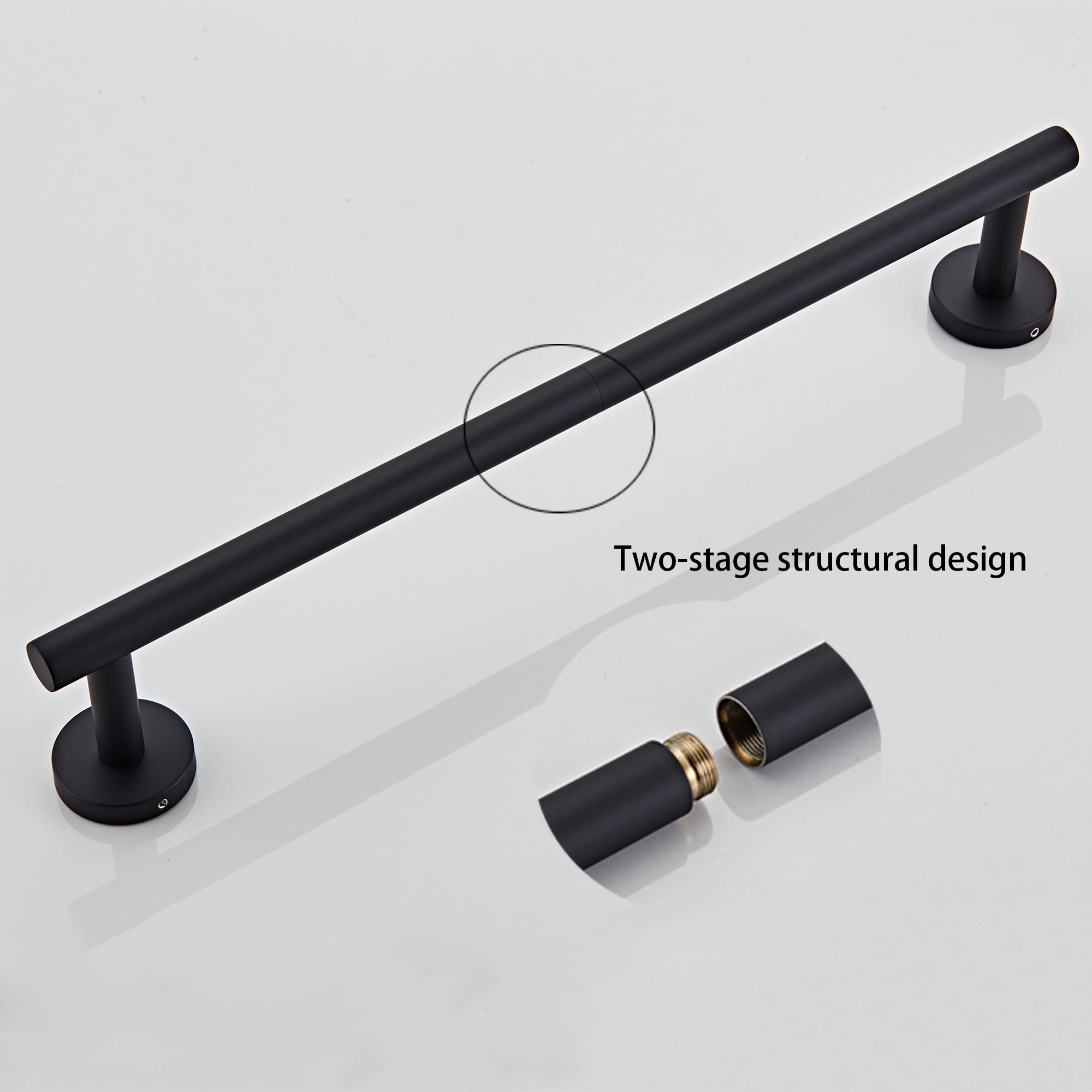 Bathroom Towel Bar, 18-Inch Towel Rack For Bathroom Wall Mounted, Matte Black Thicken Sus304 Stainless Steel Towel Rod Modern Ho