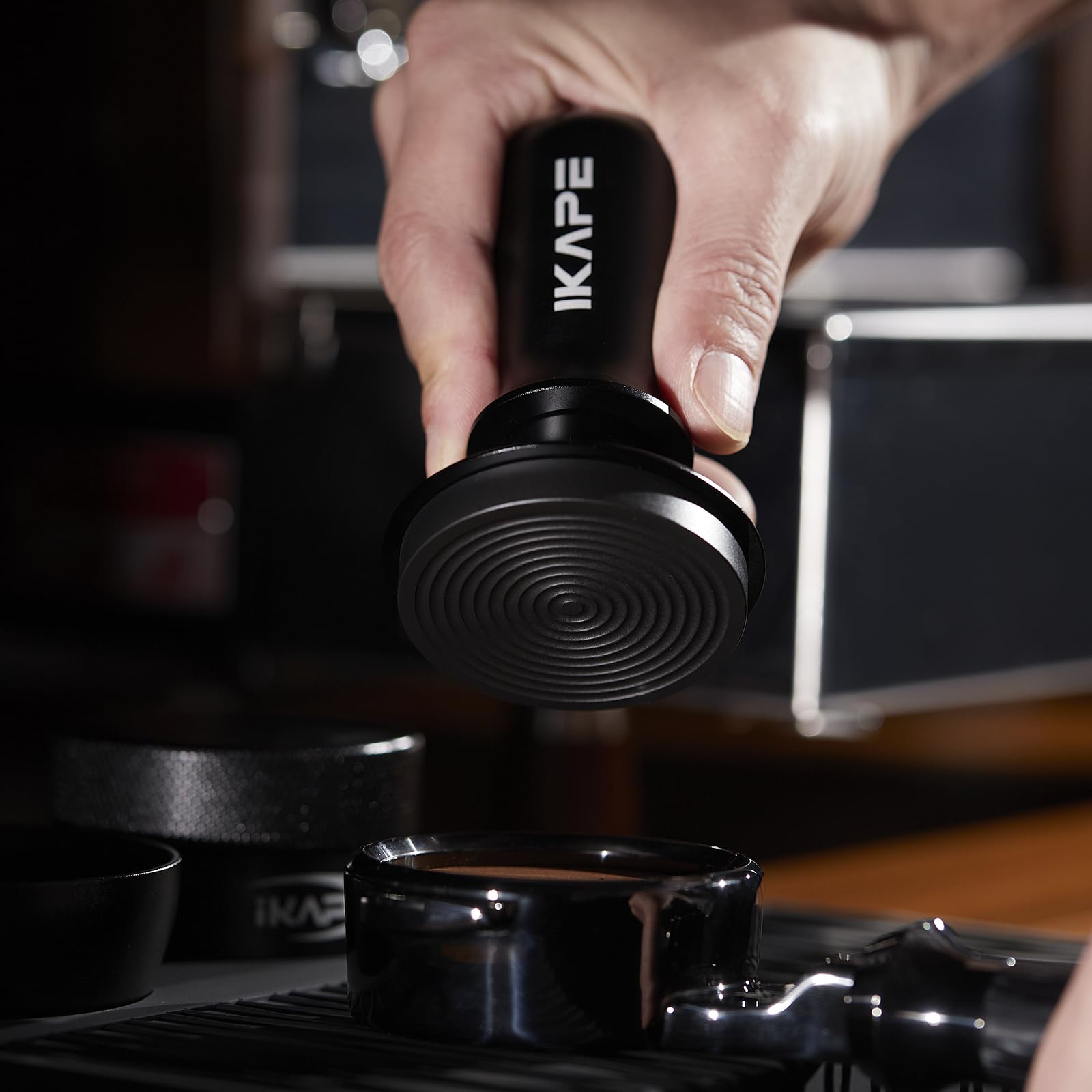 Ikape 53.3Mm Espresso Tamper, Spring-Loaded Calibrated Tamper With Titanium Ripple Plating Base, Compatible With 54Mm Breville E