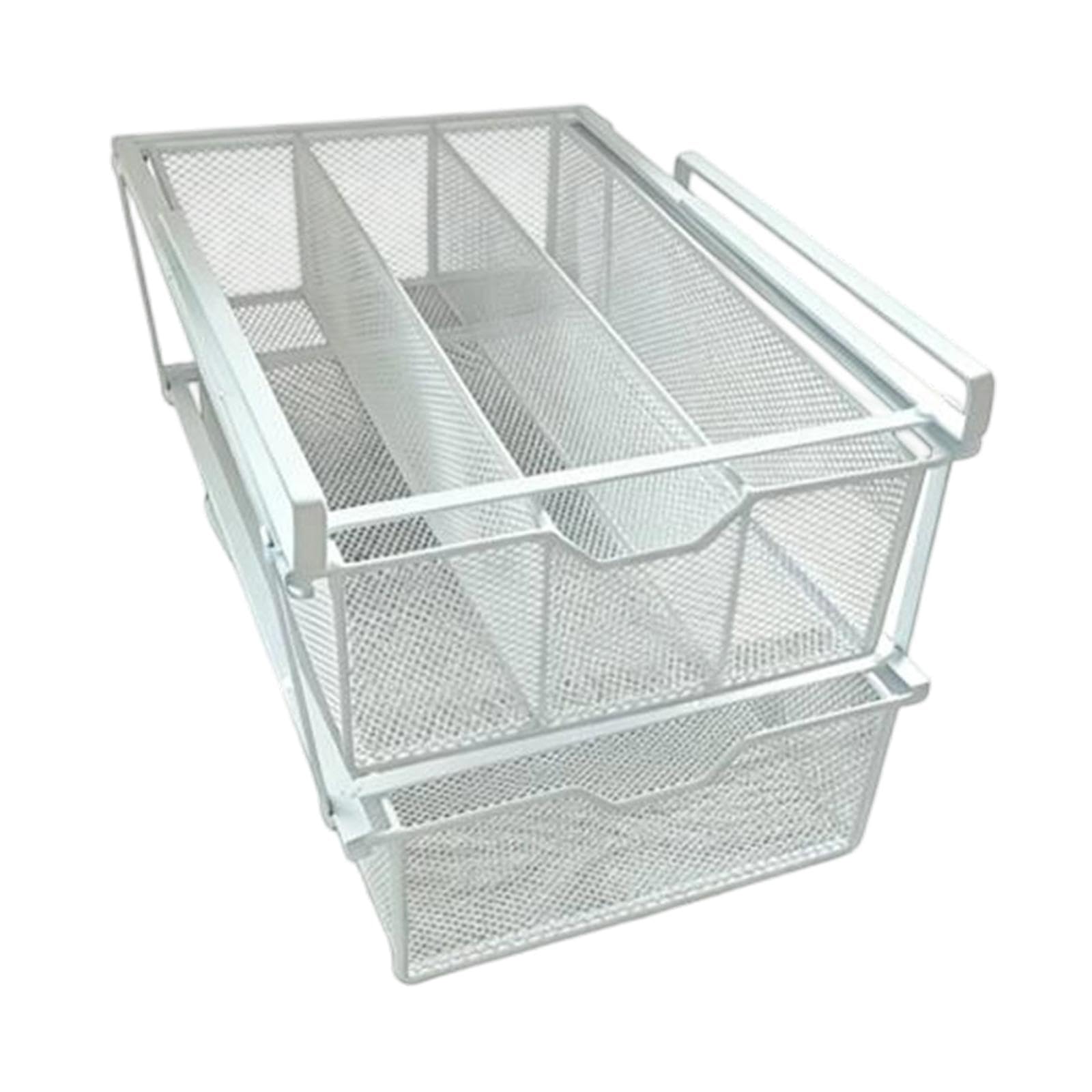 Trendivibe Under Shelf Basket Metal Undergarment Organizer For Wardrobe Closet Cupboard White