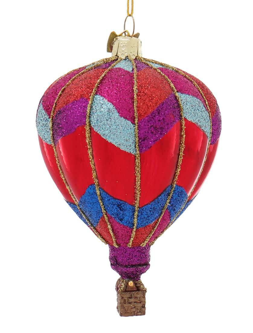 Noble Gems Hot Air Balloon Glass Ornament, 3 Assorted