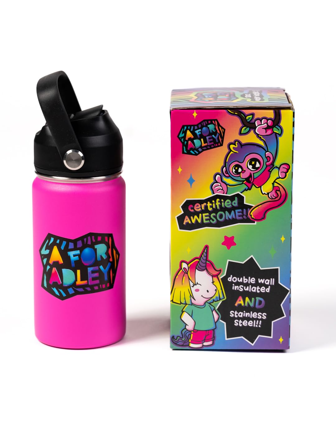 A For Adley Merch Official Product Adley'S Super Cold And Colorful Neon Rainbow Water Bottles For Fun, School, Travel Or Anytime