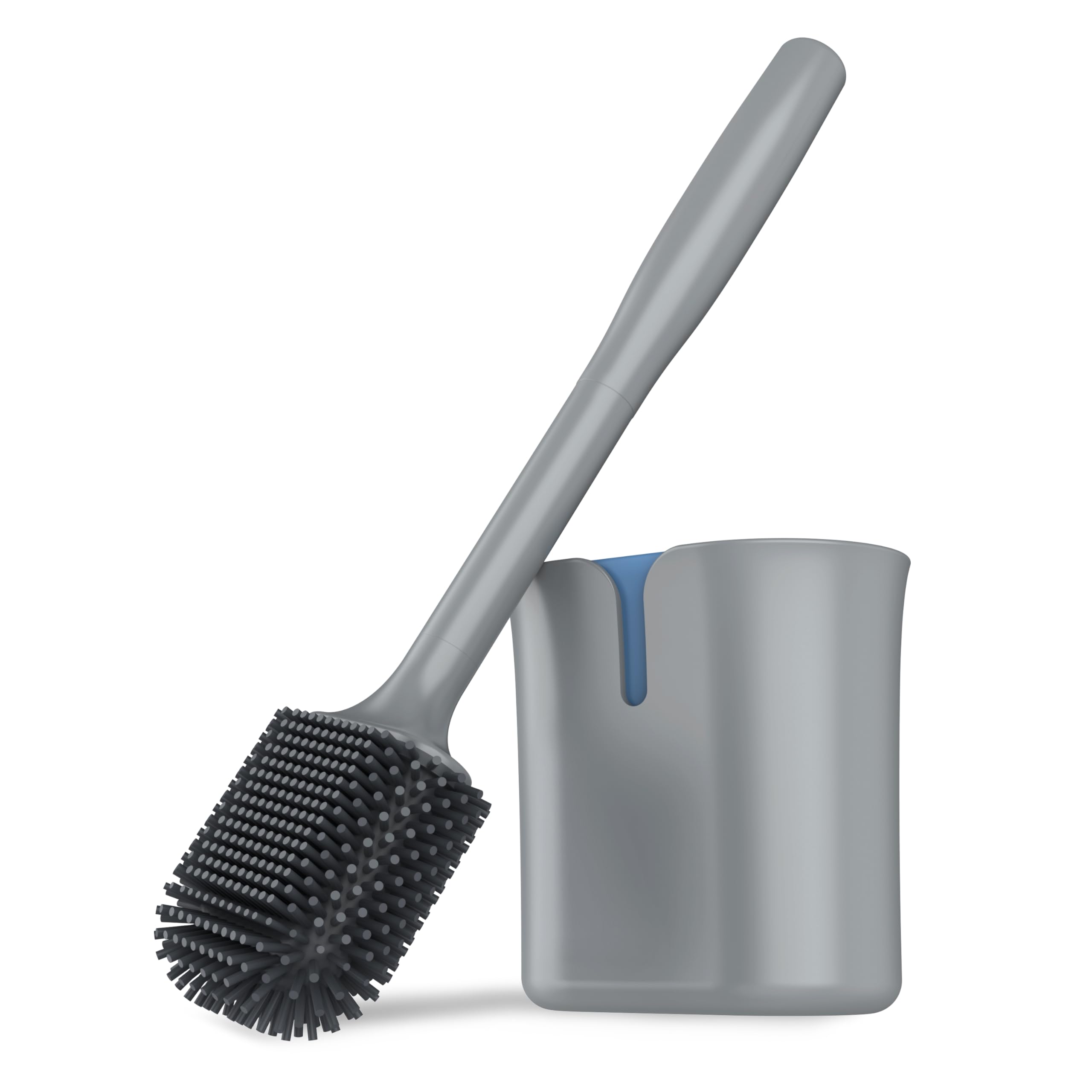 MR.SIGA Wall Mounted Toilet Brush and Holder Set for Bathroom Cleaning, Compact, Gray, 1 Pack