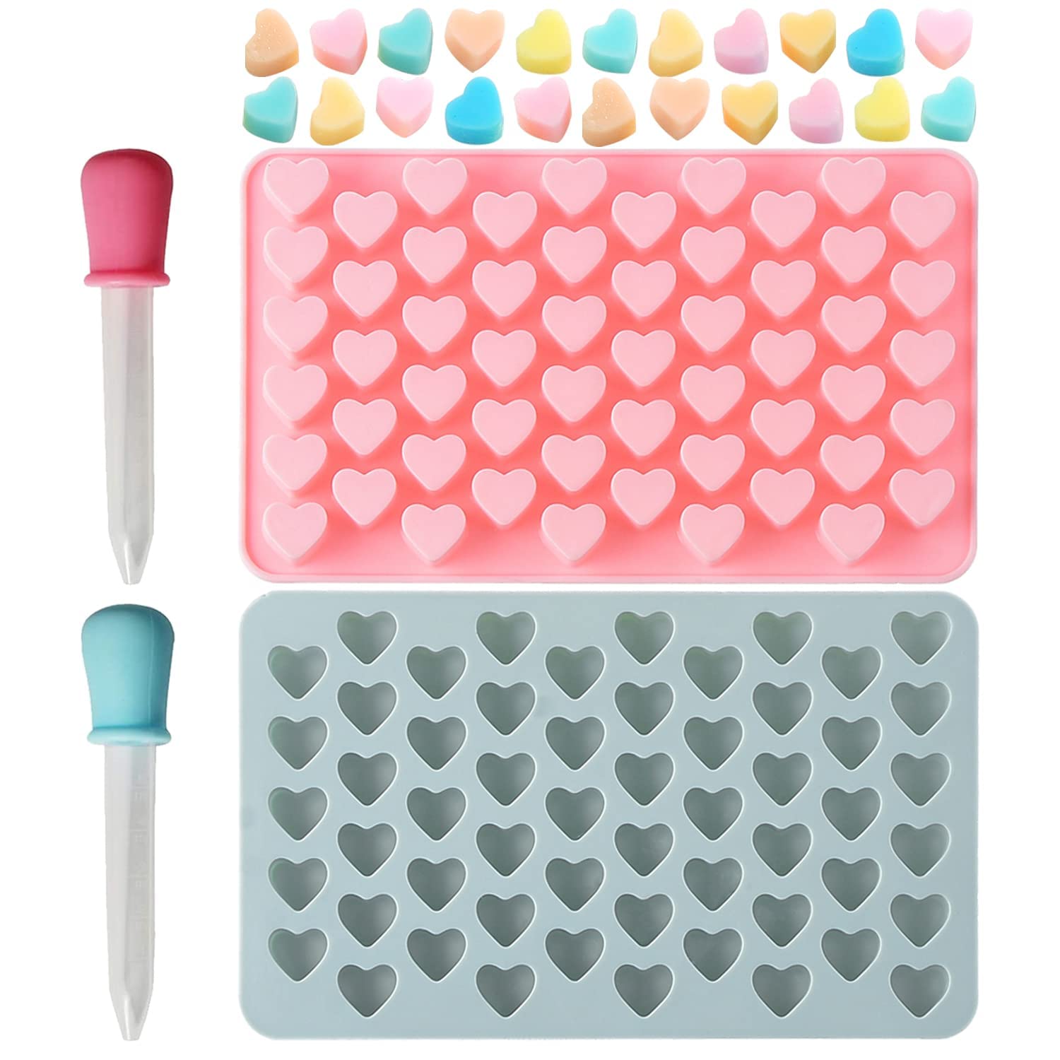 Verdental Small Heart Shaped Silicone Candy Mold Set - Non-Stick Decorative Cake Molds For Chocolate, Gummies, Ice, Sugar Cubes,