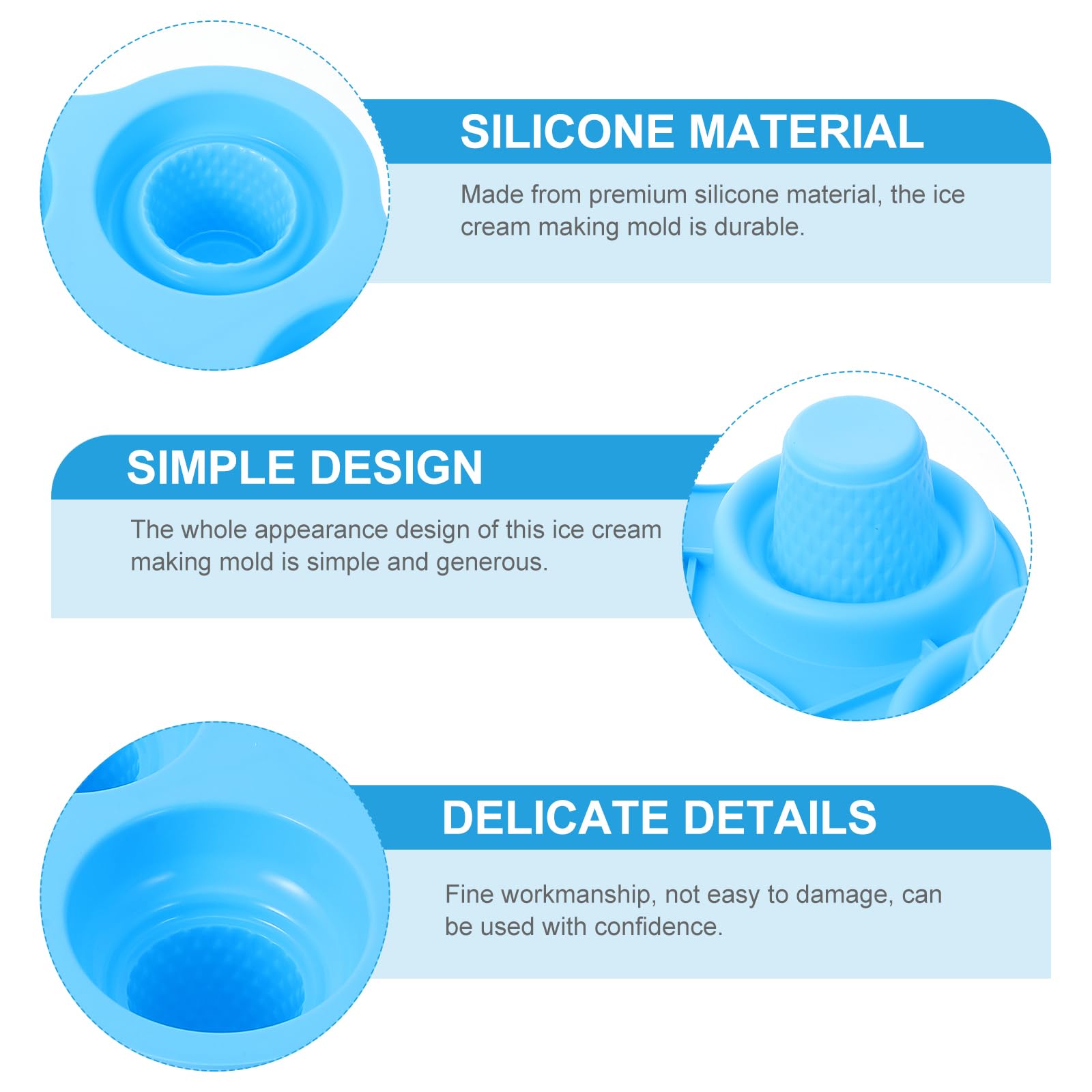 Hemoton Silicone Gummy Molds Ice Cream Cone Silicone Cake Cup 6- Hole Popsicle Molds Baking Ice Cube Tray Ice Molds Maker For Di