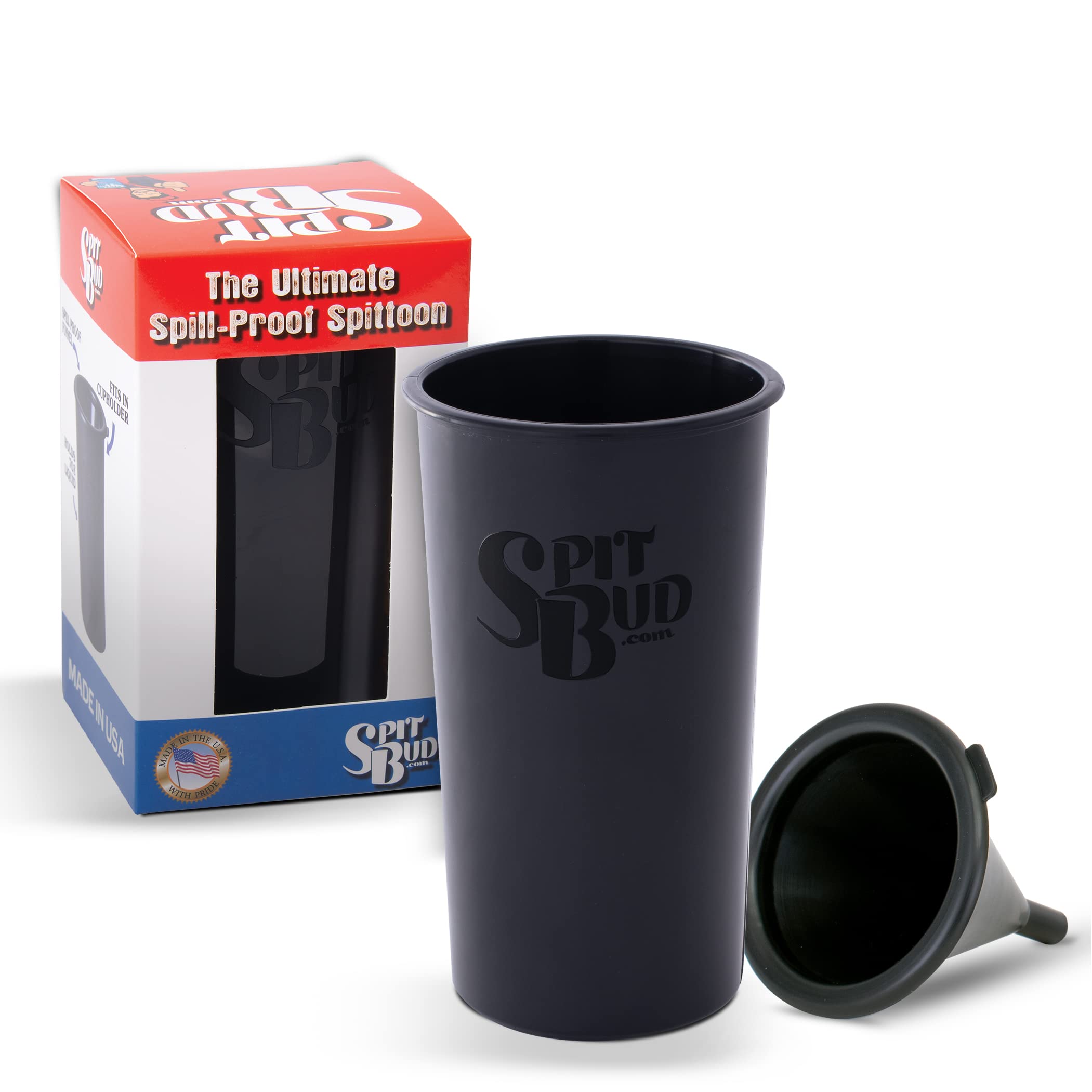 Spit Bud Original Black The Ultimate Spittoon For Chew - Portable Dip & Snuff Cup With Lid, Pop Tab, Spill-Proof Funnel - Fit In