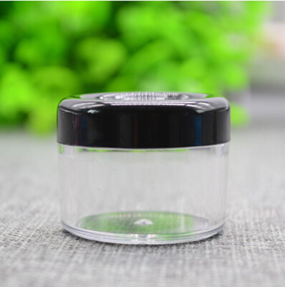 Topwel 10Pcs 15 Gram Refillable Black Plastic Screw Cap Lid With Clear Base Empty Plastic Container Jars For Nail Powder Bottles