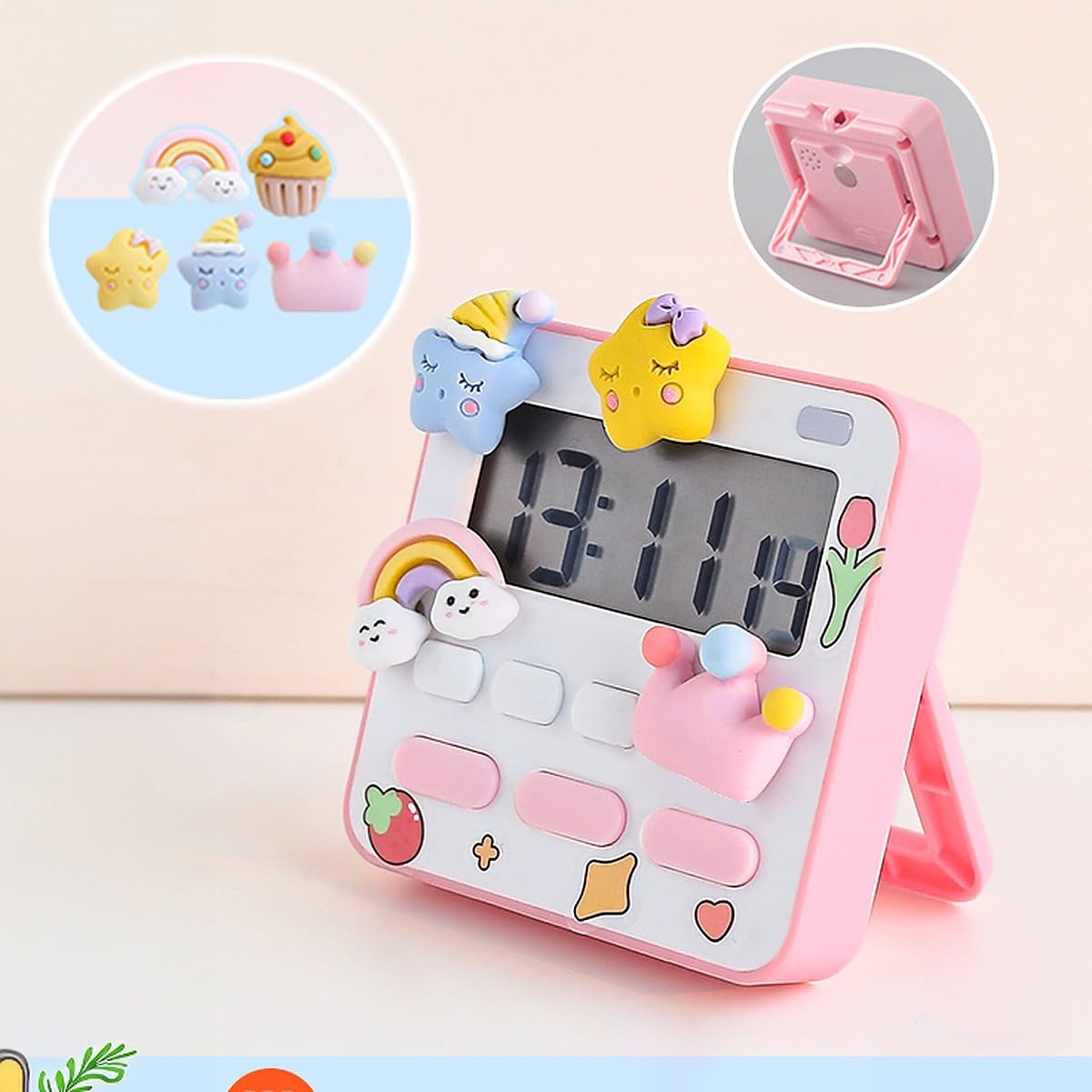 Wolpin Digital Kitchen Timer & Stopwatch With 3D Stickers Countdown Large Digits, Loud Alarm, Magnetic Stand For Cooking | Bakin