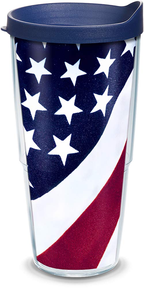 Tervis American Flag Colossal Tumbler with Lid, Clear, 24oz, 1 Count (Pack of 1)
