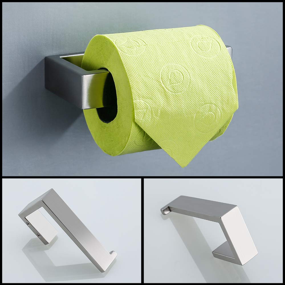 TNOMS 4 Pieces Bathroom Hardware Accessories Set Towel Bar Towel Holder Robe Hook Toilet Paper Holder Stainless Steel Q8-P4BR