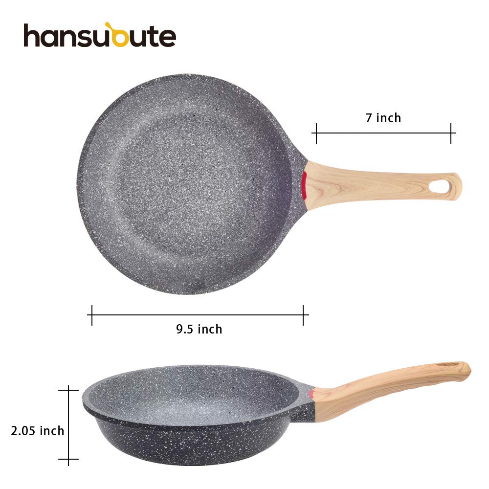 hansubute Nonstick Induction Stone Frying Pan with Soft Touch Handle Children Protection Function (9.5inch)