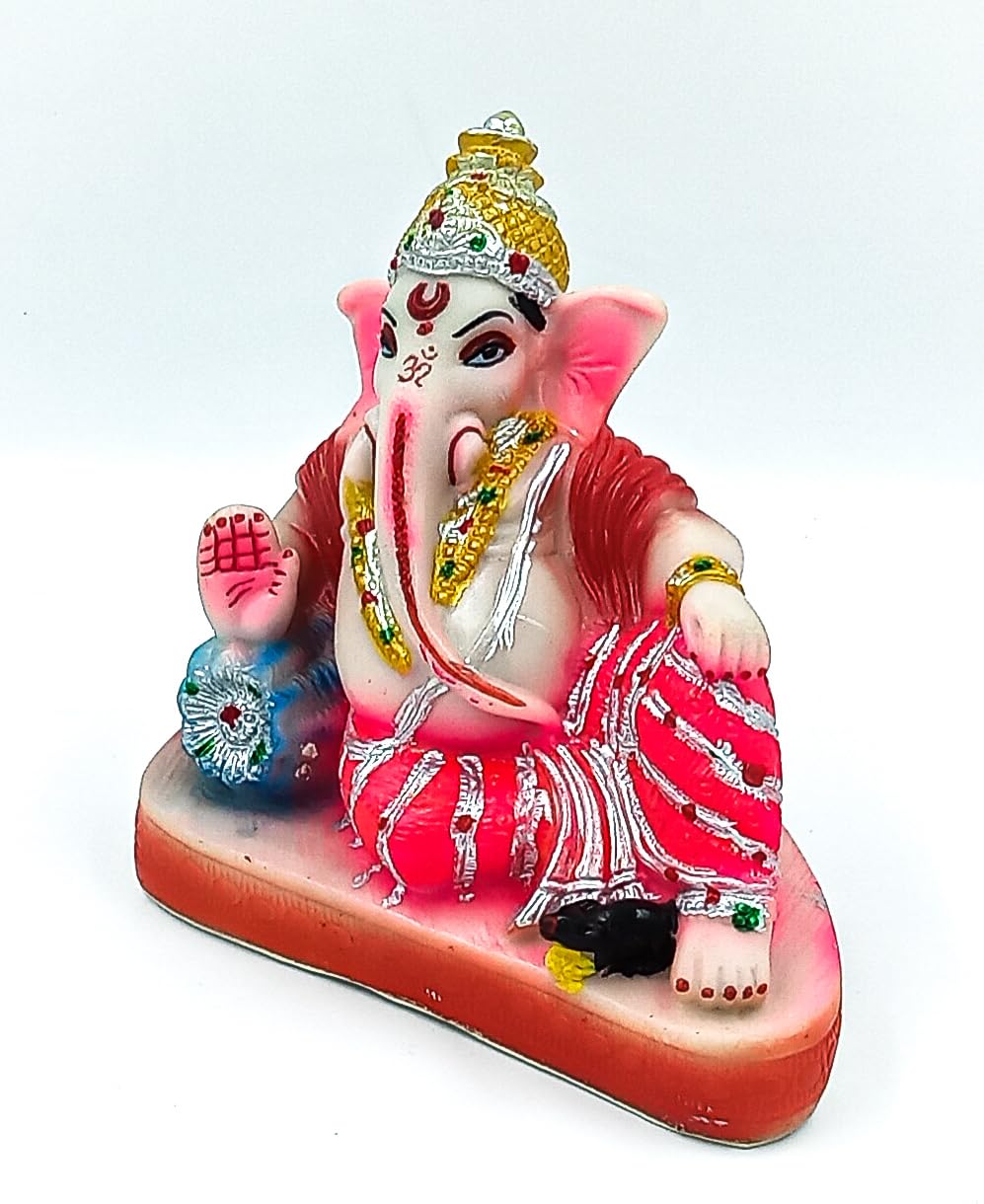 Atut Ganesh Idol, Murti In Big Size, In Multicolor, For Home Temple, Unbreakable- 20 Cm
