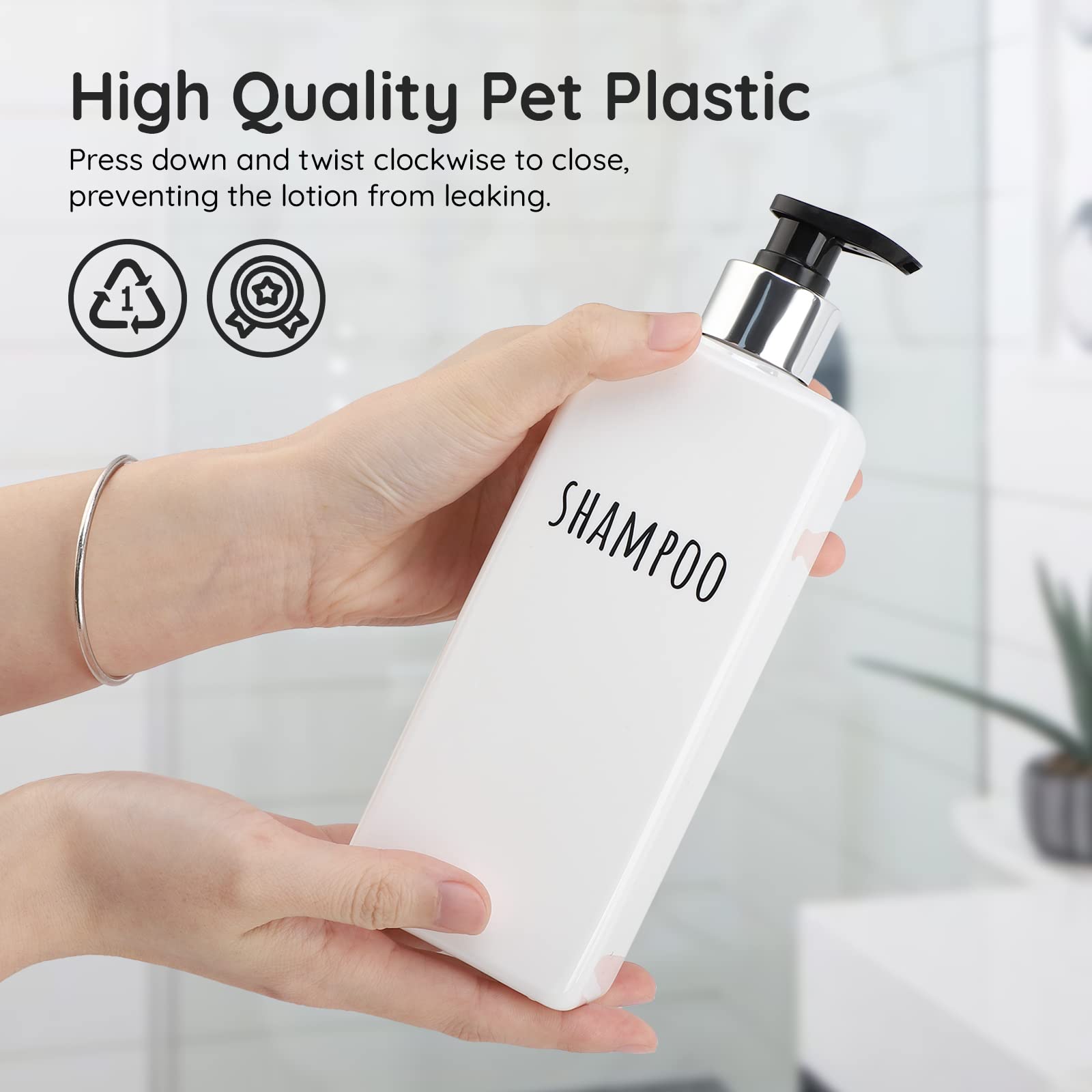 Segbeauty Square Soap Dispenser Refillable, 3Pcs 16.9Oz Plastic Pump Bottles, 500Ml Empty Reusable Modern Bathroom Kitchen Liqui