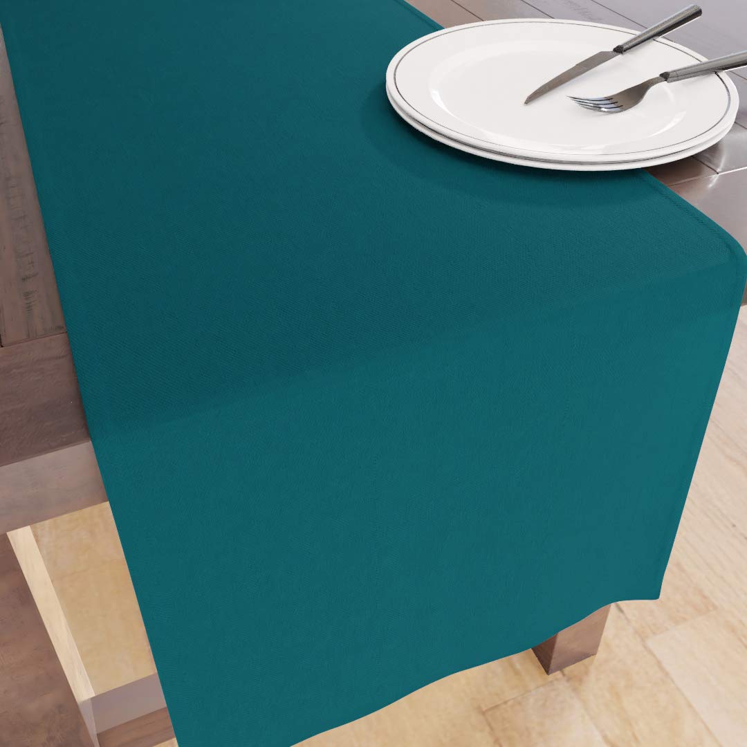 Encasa Homes Table Runner For 6 Seater Dining - Azul Blue - Large 13''X72'', 100% Cotton Plain Dyed Solid Colours Decorative Clo