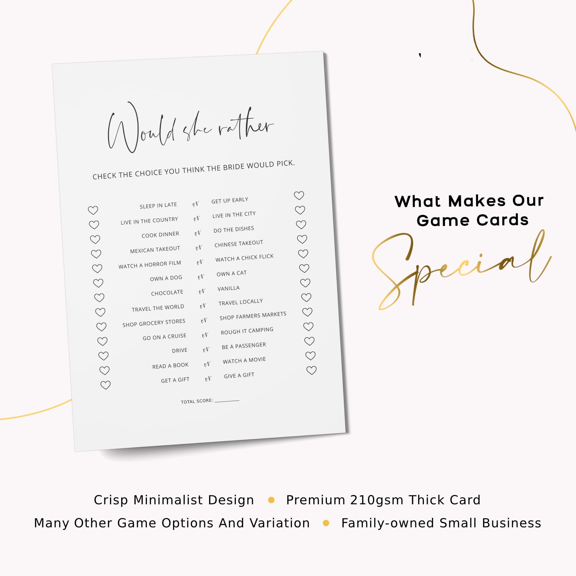 Gardencity Bridal Shower Games, Would She Rather Bridal Shower Game For 50 Guests, Minimalist