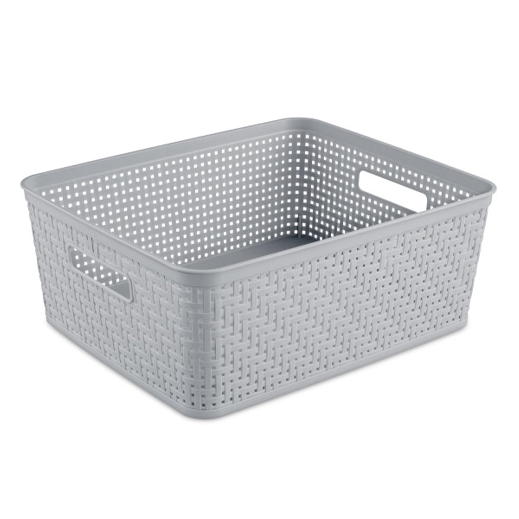 Sterilite 6 Pack Plastic Storage Bin Organization Containers, Short Baskets, Cement