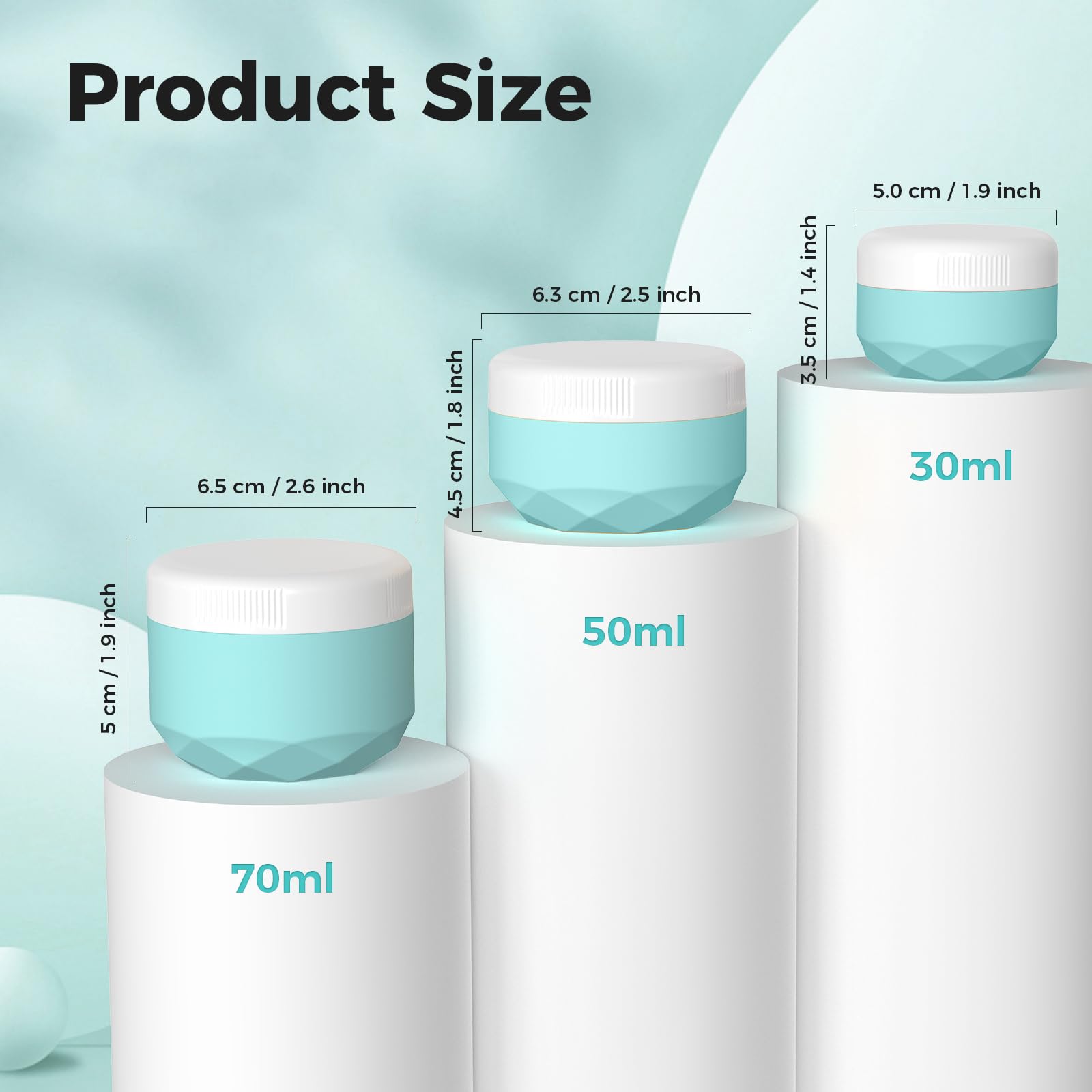 Travel Containers For Toiletries, Silicone Cream Jars Bpa Free, Tsa Approved 1.7Oz Travel Size Containers, Leak-Proof Travel Ess