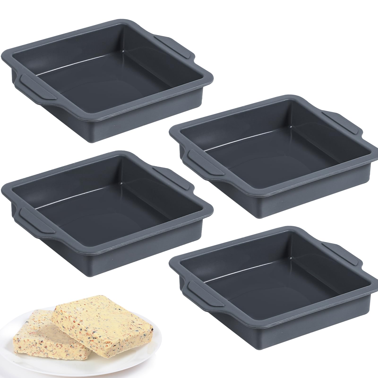 Kamehame Suet Cake Mold, Silicone Suet Molds for Making Suet, 4 Pack Silicone 4.5 Square Cake Pan