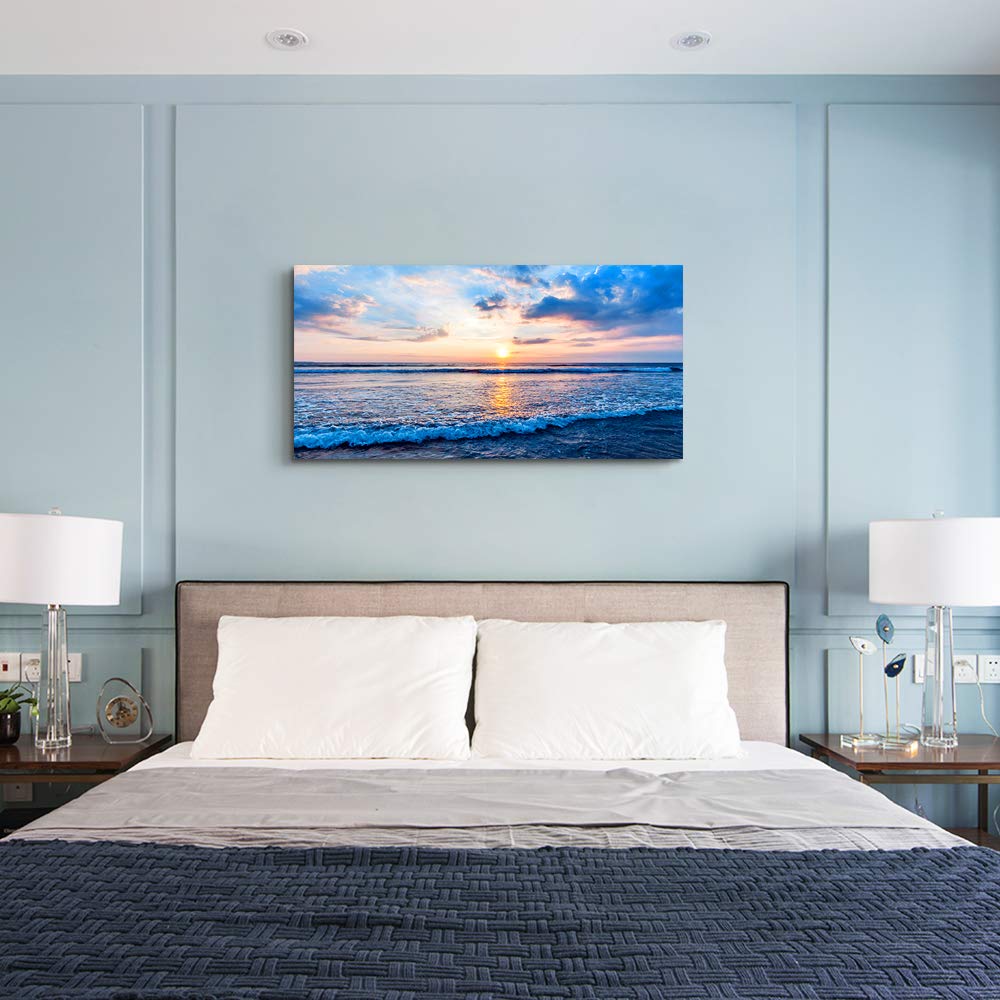 Canvas Wall Art for living room blue beach ocean sea waves landscape Wall Decor Ready to Hang Home Decorations bedroom kitchen bathroom inspirational Canvas prints posters painting wall mural Artwork