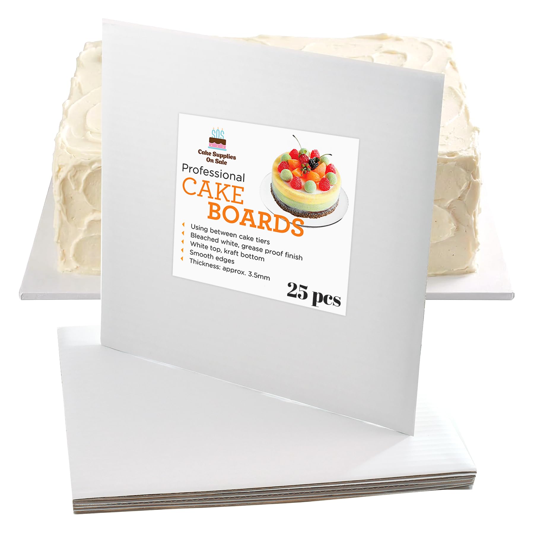 6 Square Coated Cakeboard, 25 ct.
