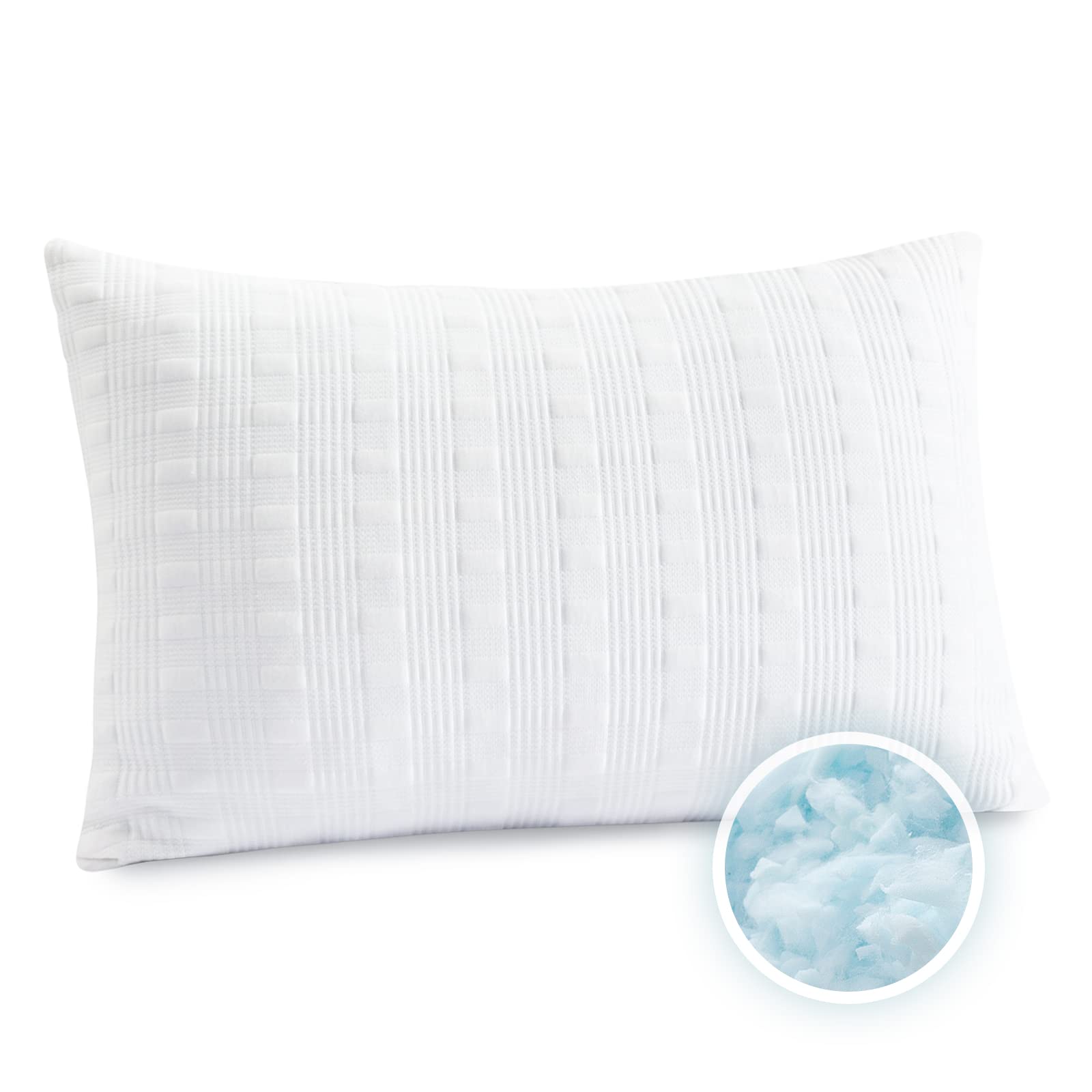Cooling Pillows For Sleeping King Size,Shredded Memory Foam Bed Pillow With Double Sided Material Pillow Case,Adjustable Loft-Sl