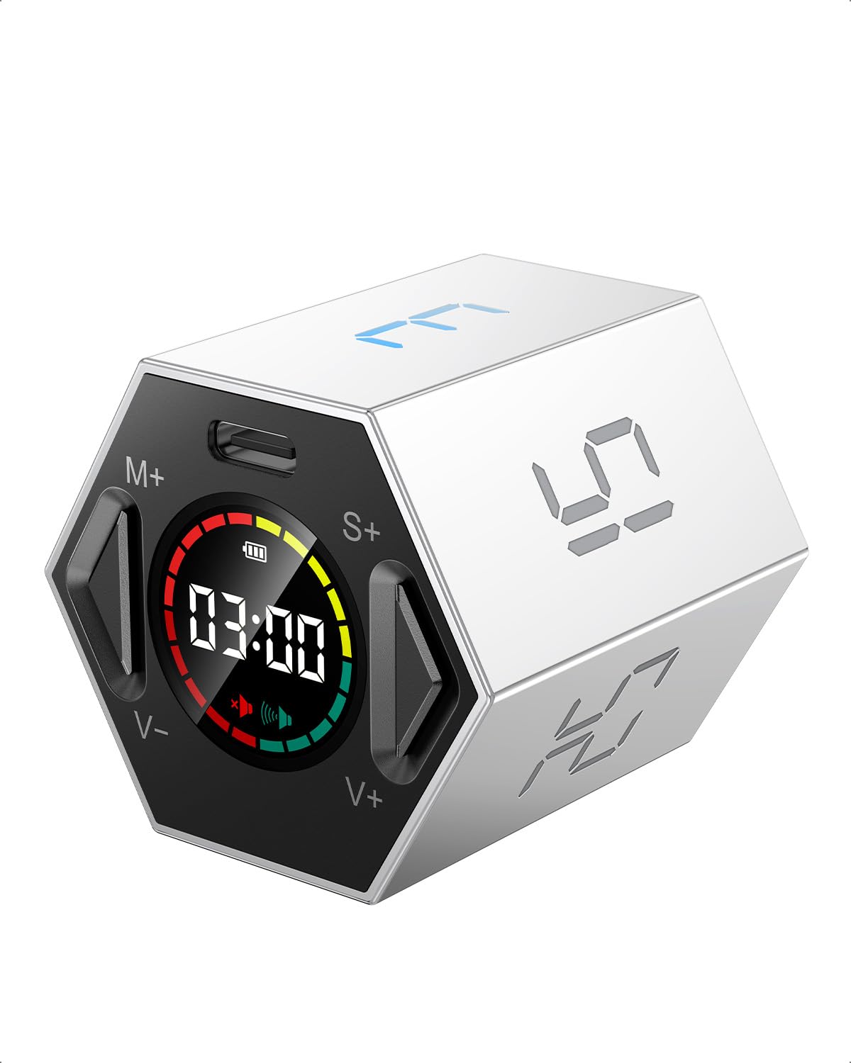 Ticktime Pomodoro Timer, Productivity Cube, Hexagon Magnetic Flip Focus Timer, Mute & Adjustable Sound Alert, for Work, Office, 