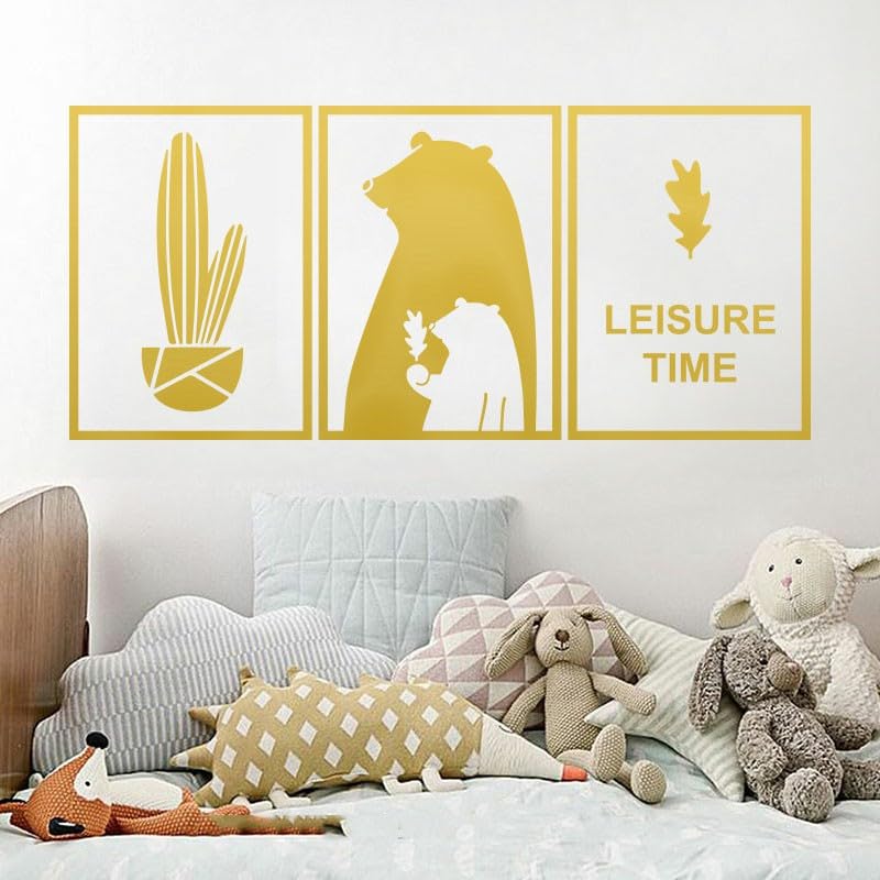 GADGETS WRAP Wall Decal Vinyl Sticker Cactus Bear Leisure Time Golden for Office Home Wall Decoration