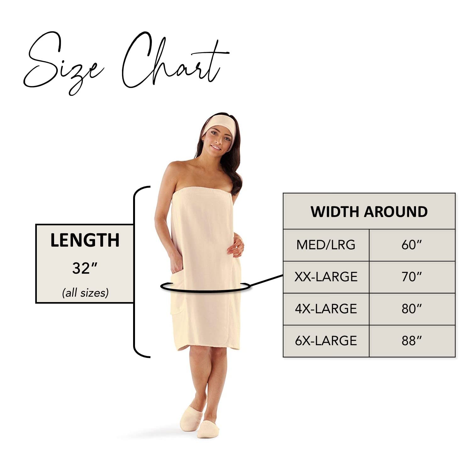 Boca Terry Womens Spa Wrap - 100% Cotton Spa, Shower, Bath And Gym Towel W Snaps, Towel Wrap For Women, Ecru, Medium/Large